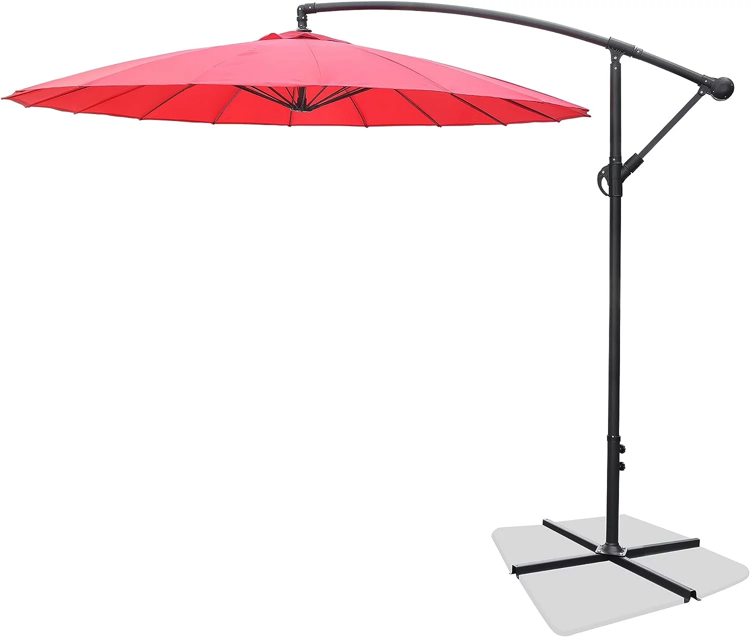 9ft Offset Umbrella Red Umbrellas for Patios Outside Cantilever Outdoor Umbrellas Hanging Market Umbrella with Tilt & Crank, 18 Sturdy Ribs for Deck Backyard Pool, Poolside, Lawn and Garden,Red