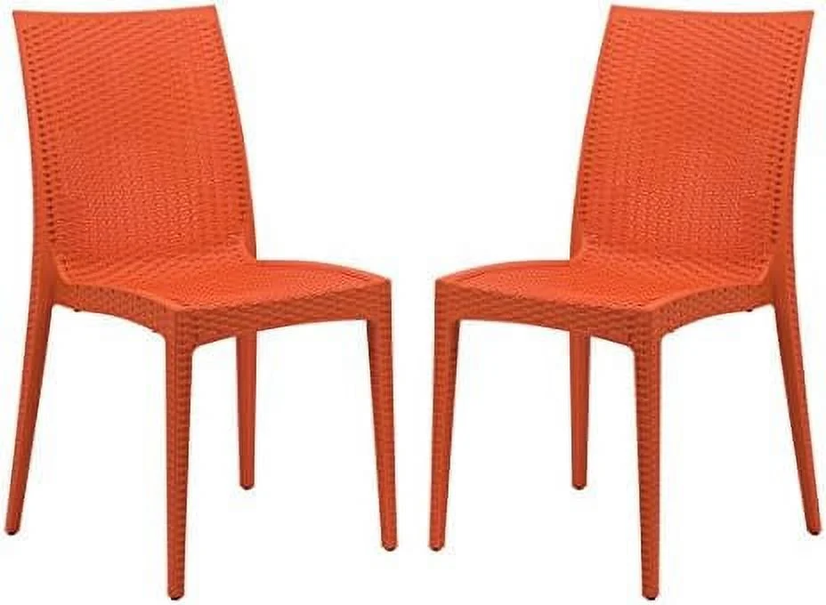 HBROLJF Modern Weave Design Mace Indoor/Outdoor Dining Chair ()  Black