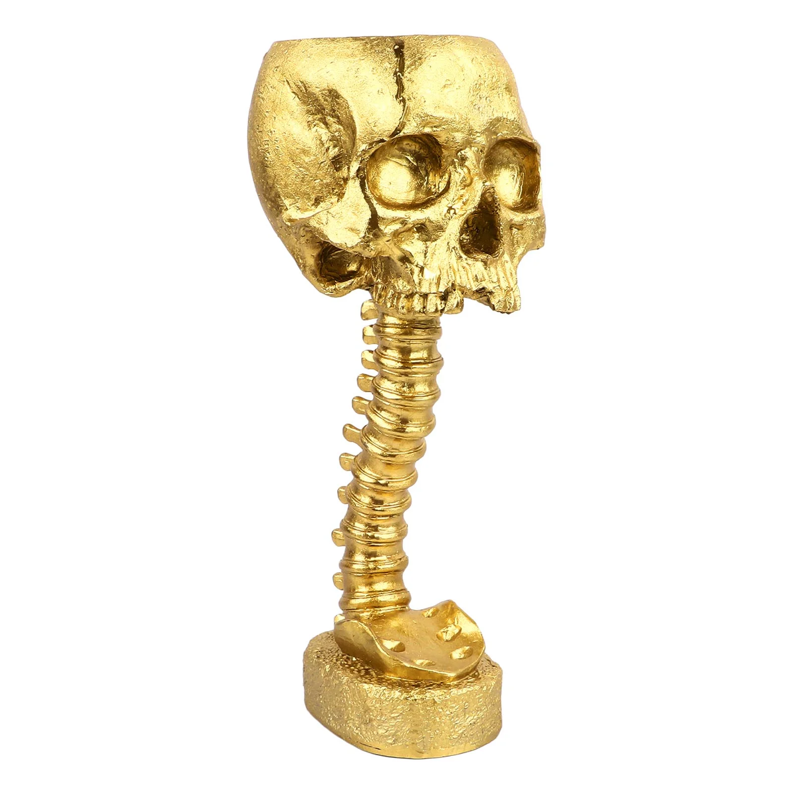 Dekaim Skull Planter Spine Stand Set Innovative Exquisite Decorative Hand Painted Resin Skeleton Flower Pot for Home Garden(Gold)