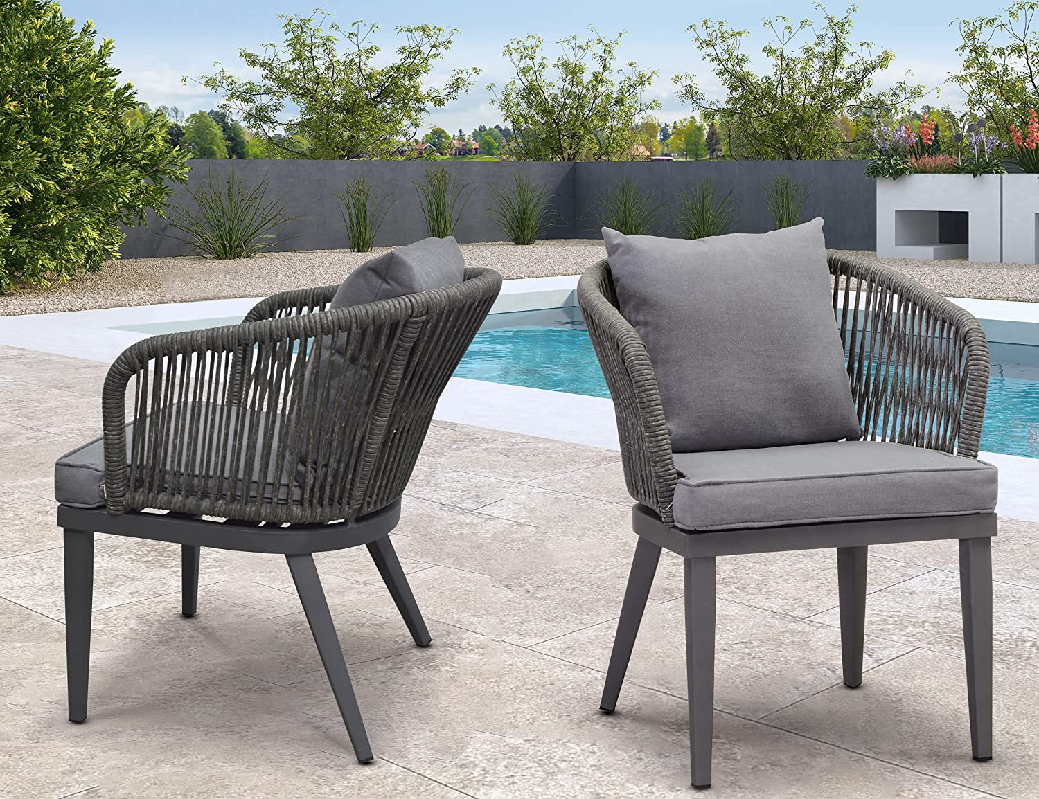 LEAF 9 Pieces Patio Dining Sets All-Weather Wicker Outdoor Patio Furniture with Table All Aluminum Frame for Lawn Garden Backyard Deck Outdoor Dining Sets with Cushions and Pillows  Grey