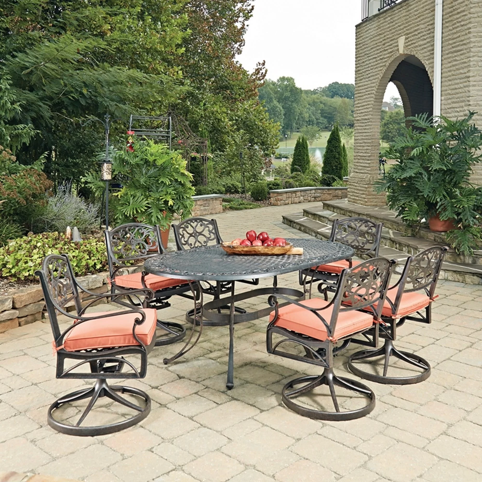 Homestyles Sanibel Aluminum 7 Piece Outdoor Dining Set in Bronze
