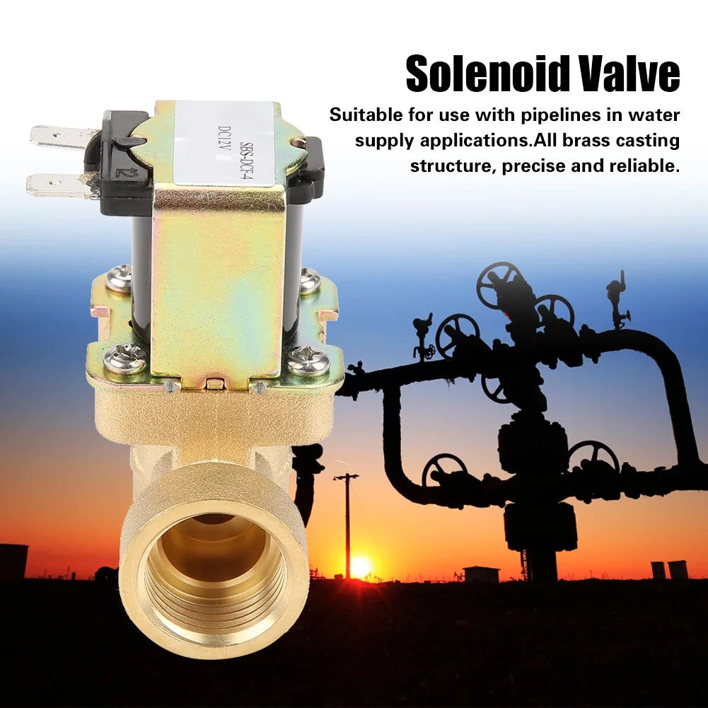 Brass Electric Solenoid Valve - DC 12V DN15 G1/2 Normal Closed Pilot-operated Water Inlet Electric Solenoid Valve 0.02-0.8Mpa 5.2W for Water Supply Applications
