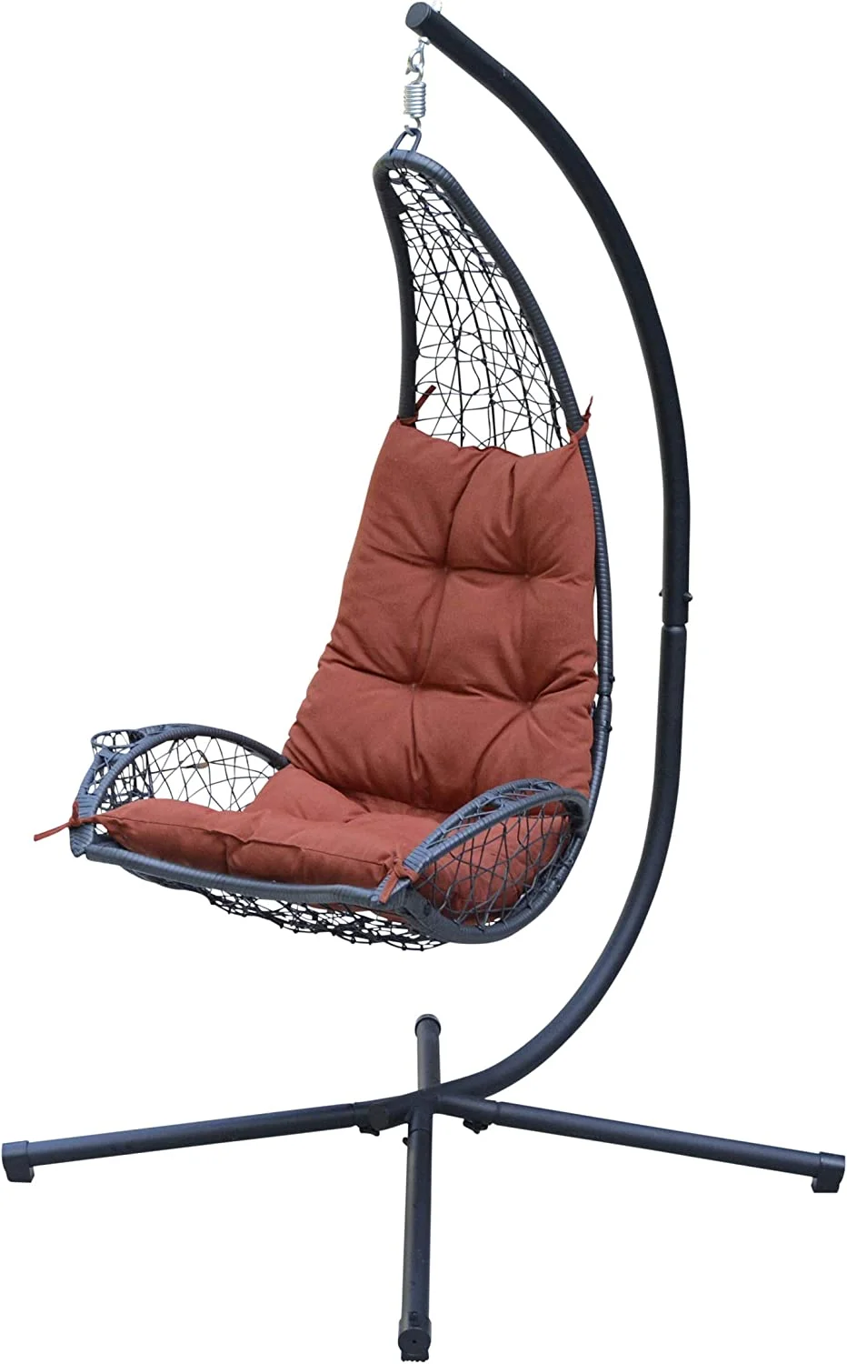 YANRUI 7175RD Cushioned Rattan Wicker Stand Hanging Chair, One Size, Red