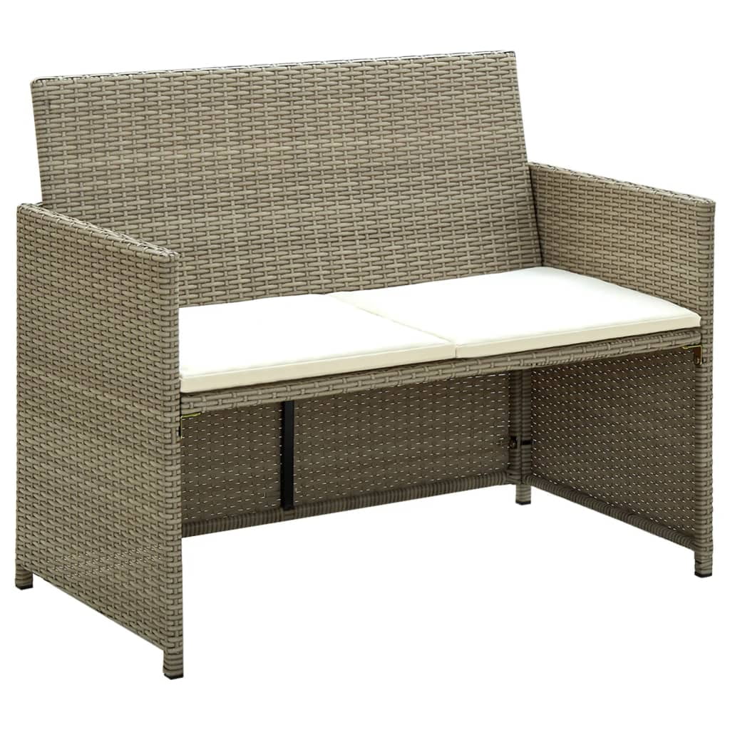 Irfora 2 Seater Patio Sofa with Cushions Beige Poly Rattan