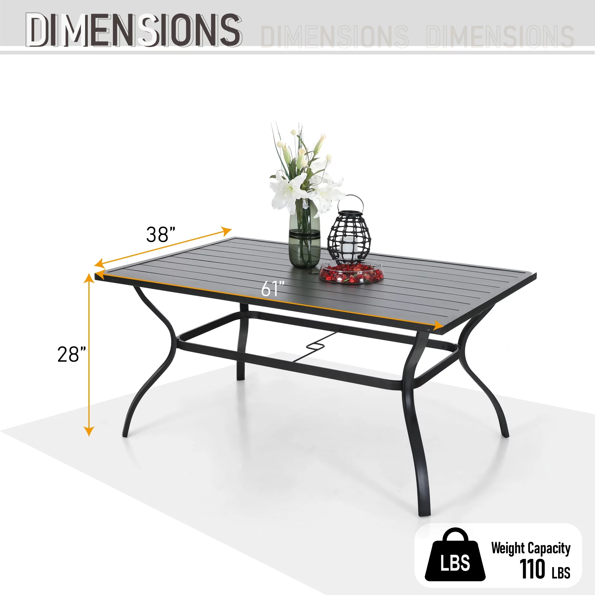 Phi Villa 5/6/7/8 Patio Dining Set with Cast Aluminum Chairs and Patio Umbrella 7-Piece Set