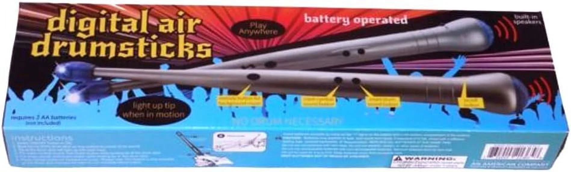 Bulk Buys OC872 Digital Air Drumsticks - Black, Blue, Silver