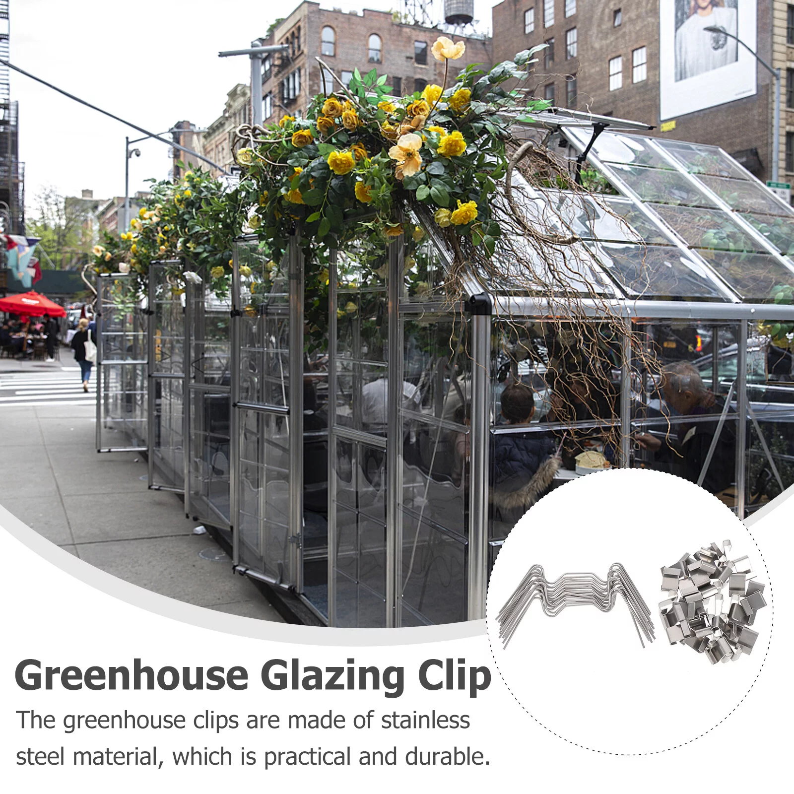 Greenhouse Glass Clamps Polycarbonate 100 Pcs Accessories Wire Stainless Steel Cord Clip Cable Clips