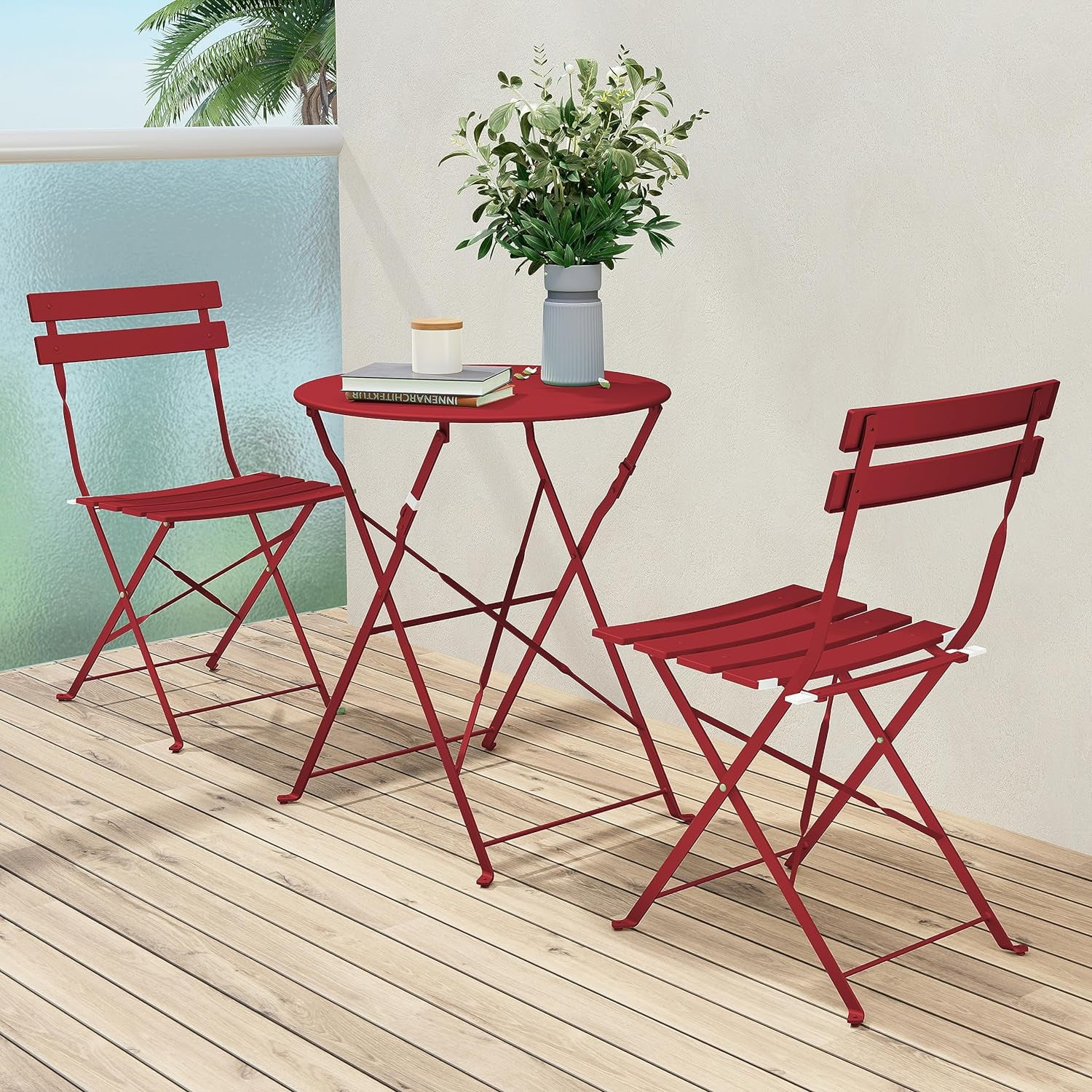 SQUIOJ 3-Piece  Folding Outdoor  Sets with Premium Frame Portable Design for Bistro & Balcony