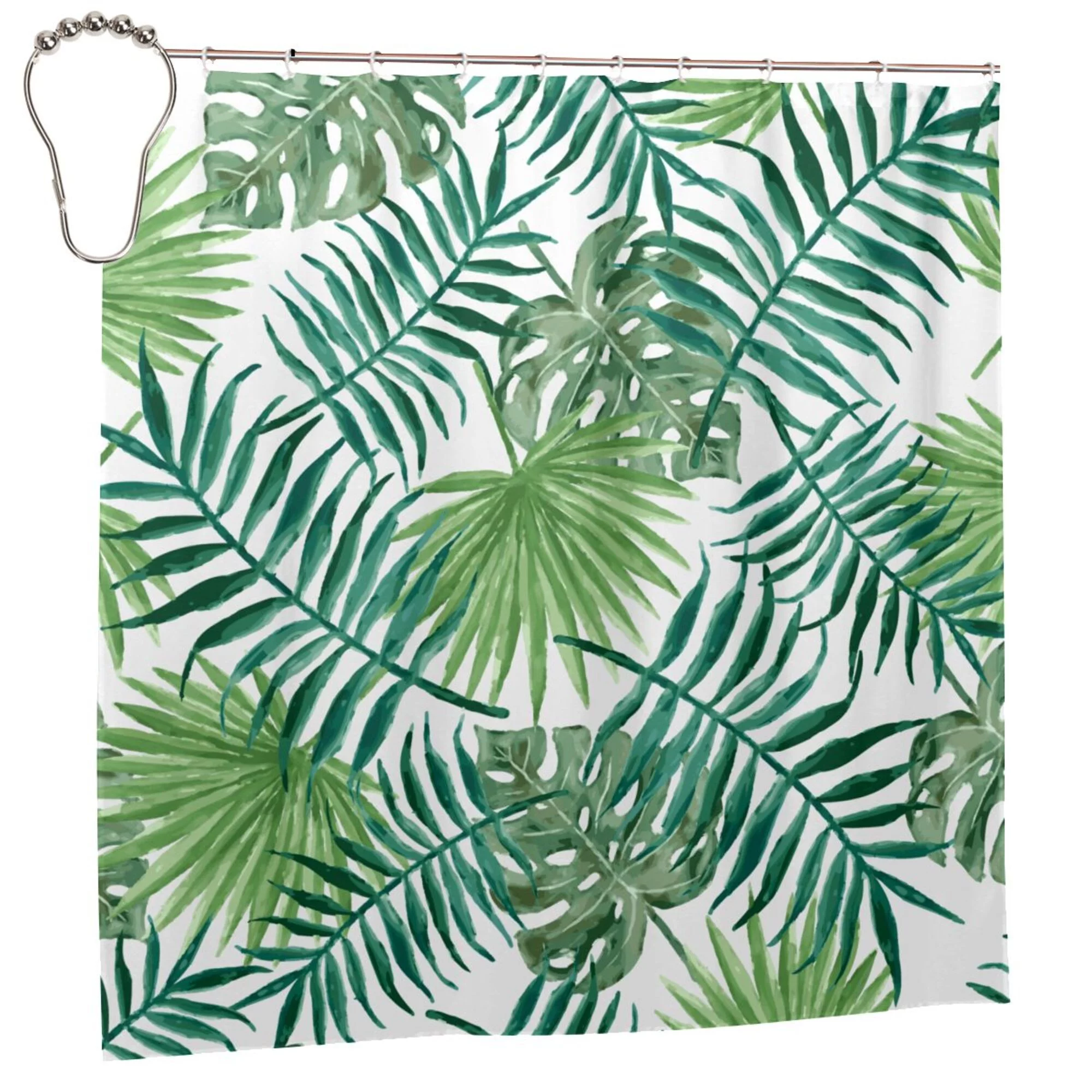 YFYANG Waterproof Bathroom Shower Curtain, Tropical Plant Patterns Shower Curtain Set with Hooks, Home Bathroom Tub Decor - 72 