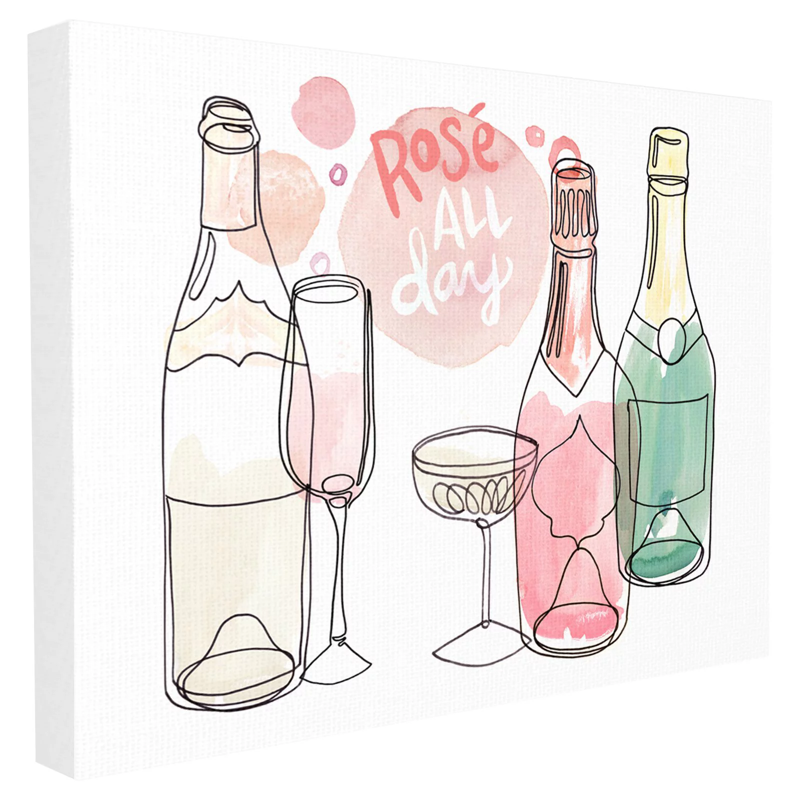 The Stupell Home Decor Collection Rose All Day Pink Bubbles Watercolor Champagne and Glasses XXL Stretched Canvas Wall Art, 30 x 1.5 x 40
