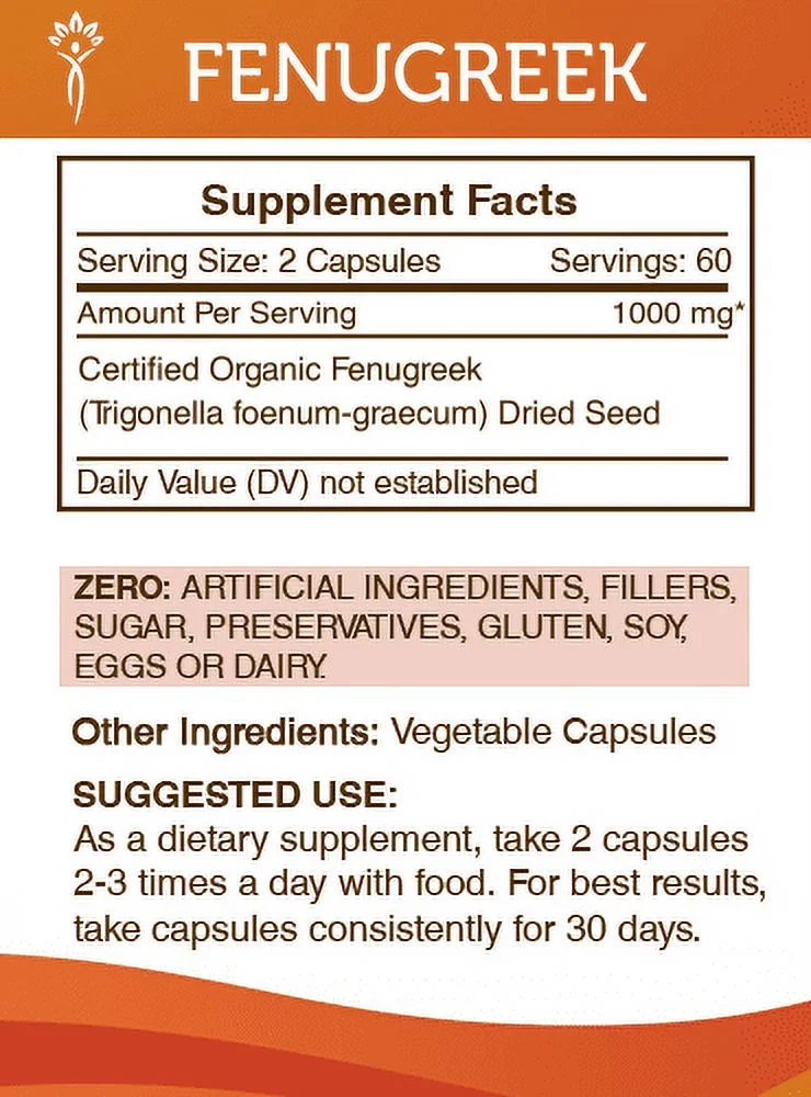 Secrets of the Tribe Fenugreek 120 Capsules, May Possess Antidiabetic Properties 500 mg