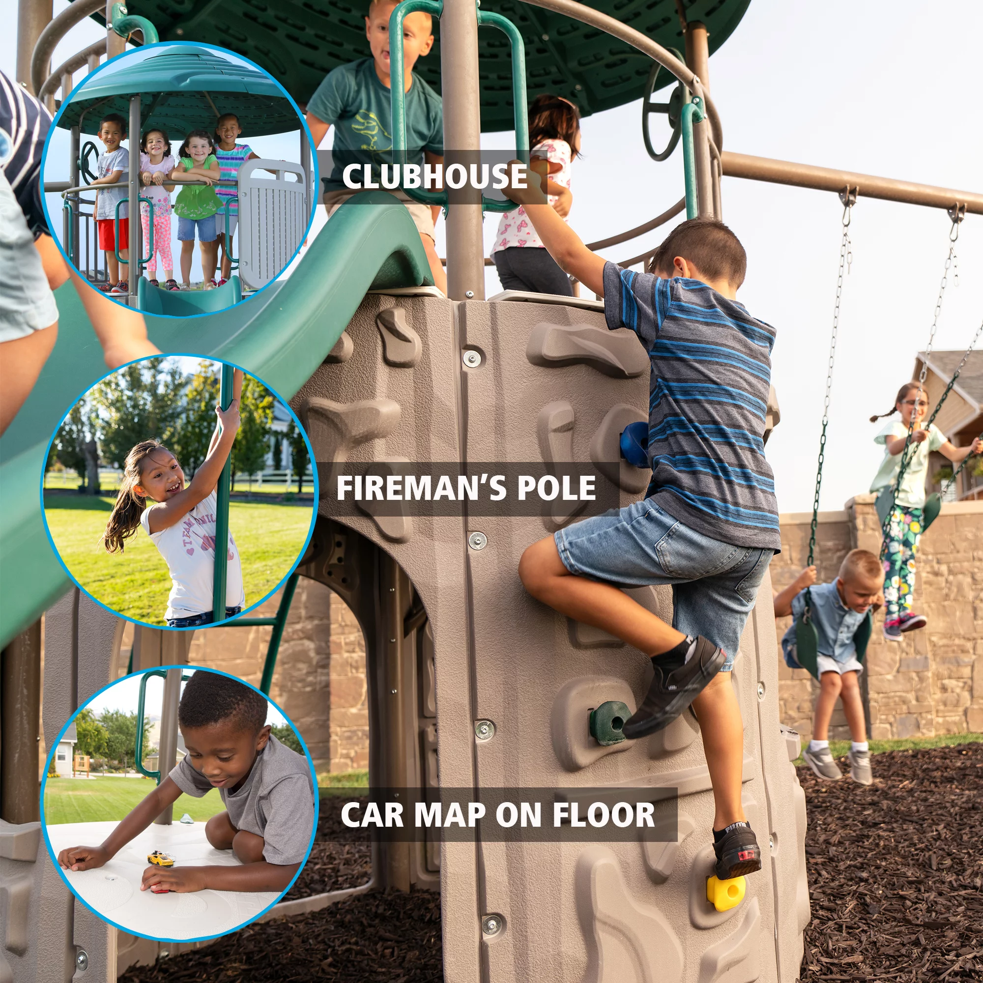 Lifetime Kid's Adventure Tower Swing Set with Monkey Bars, Slide and Climbing Wall (90630)