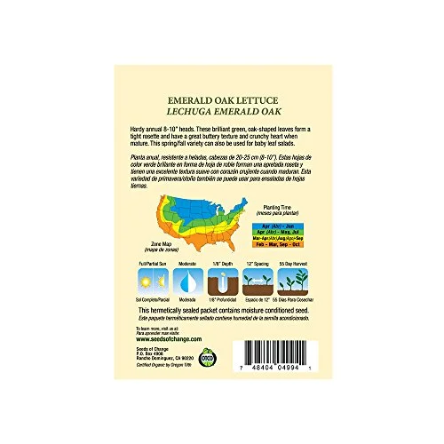 Seeds of Change 04994 Emerald Oak Lettuce, Green