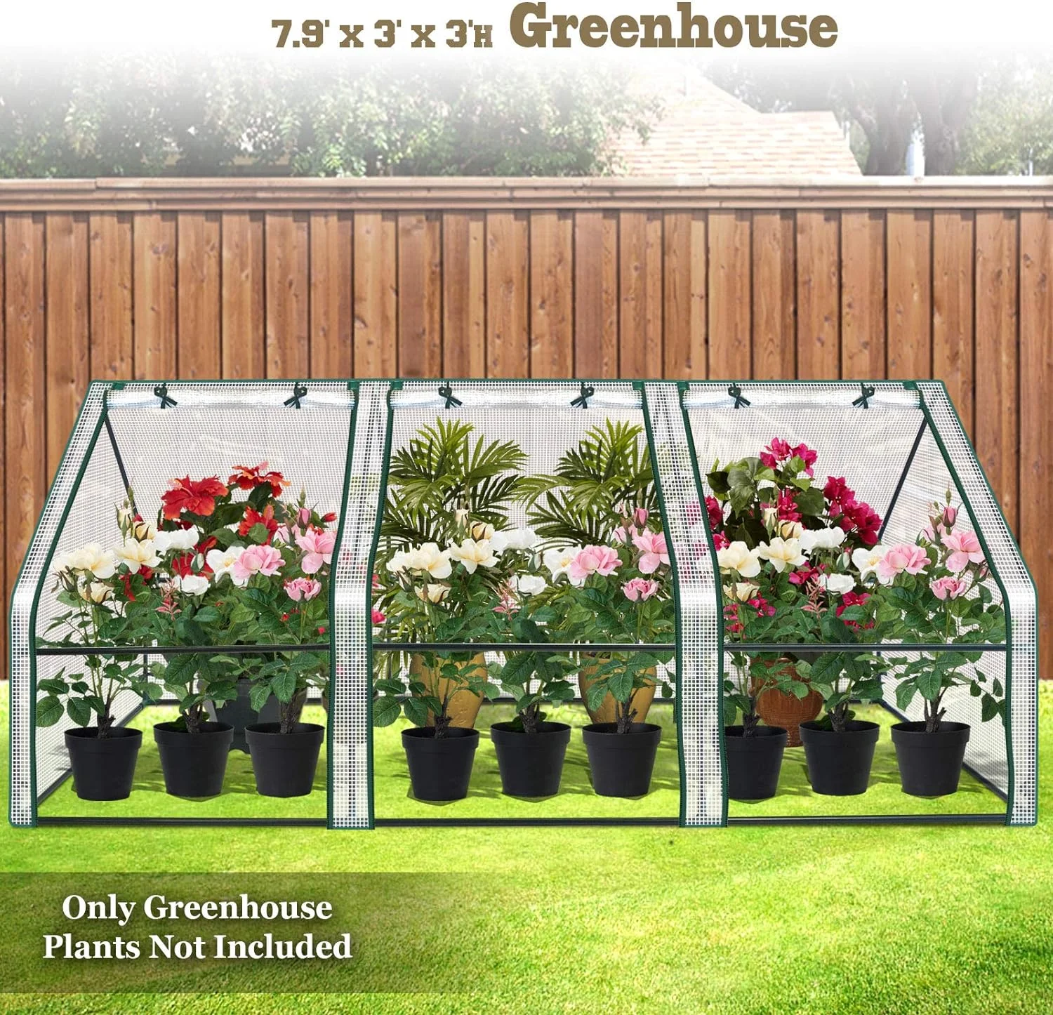Garden Flower Greenhouse Portable Mini Greenhouse House Yard For Plants/Vegetables (3'X7.9'X3')