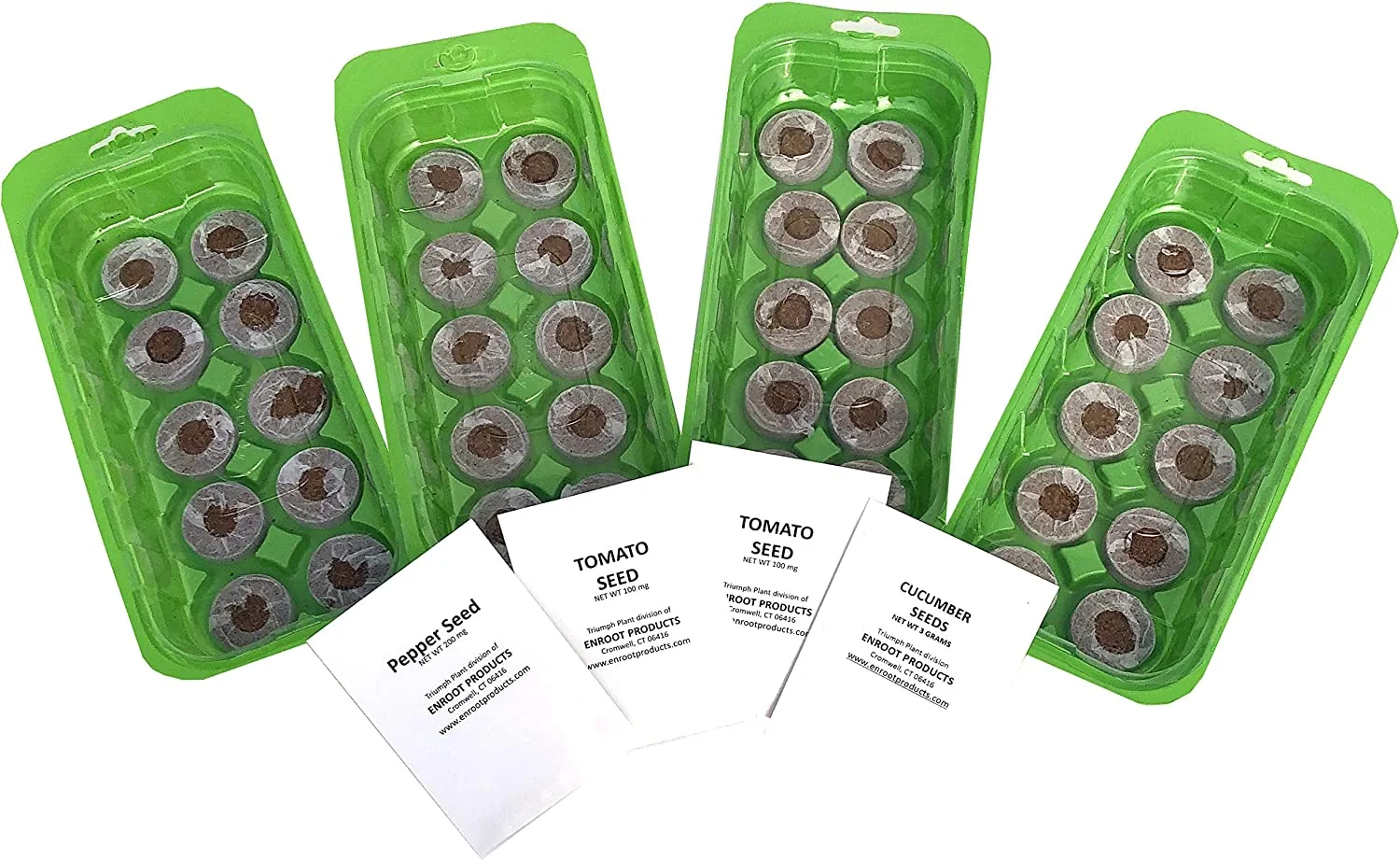 Garden Starter Kit - DIY Seedling Starter For Tomatoes, Peppers, Cucumber Planting (4 Tray)
