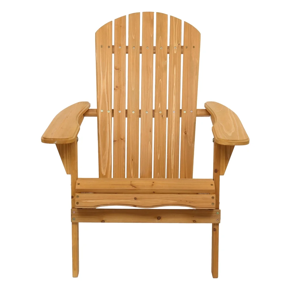 Folding Wooden Adirondack Lounger Chair Brown