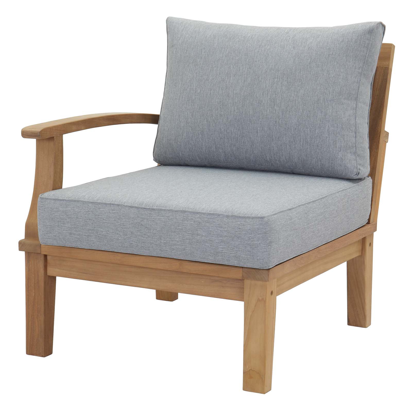 Modern Contemporary Urban Design Outdoor Patio Balcony Garden Furniture Sofa End Chair, Wood, Grey Gray Natural