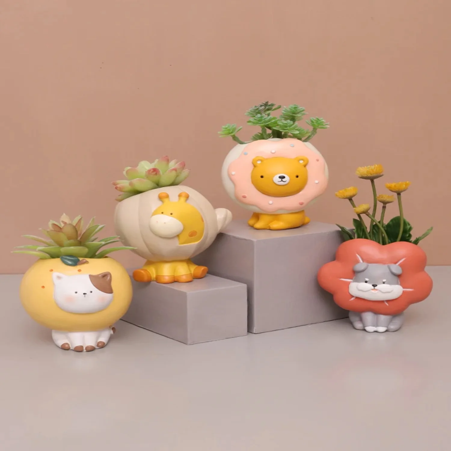 Adorable Mini Animal Planters for Succulents  Cute Garden Pots for Plants  Tiny Flower Pot for Bonsai  Lovely Tabletop Ornament  Delightful Office Decor