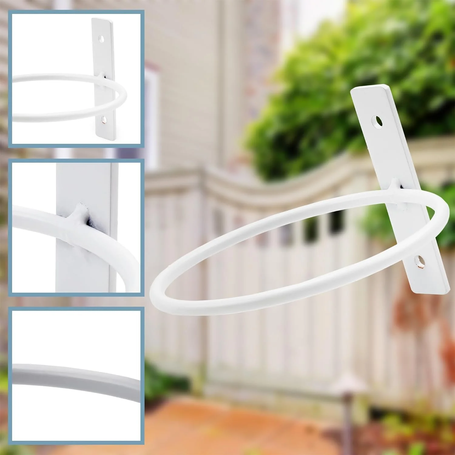 Metal Wall Ring Planters (4-Inch, White); Wall-Mounted Garden Holders