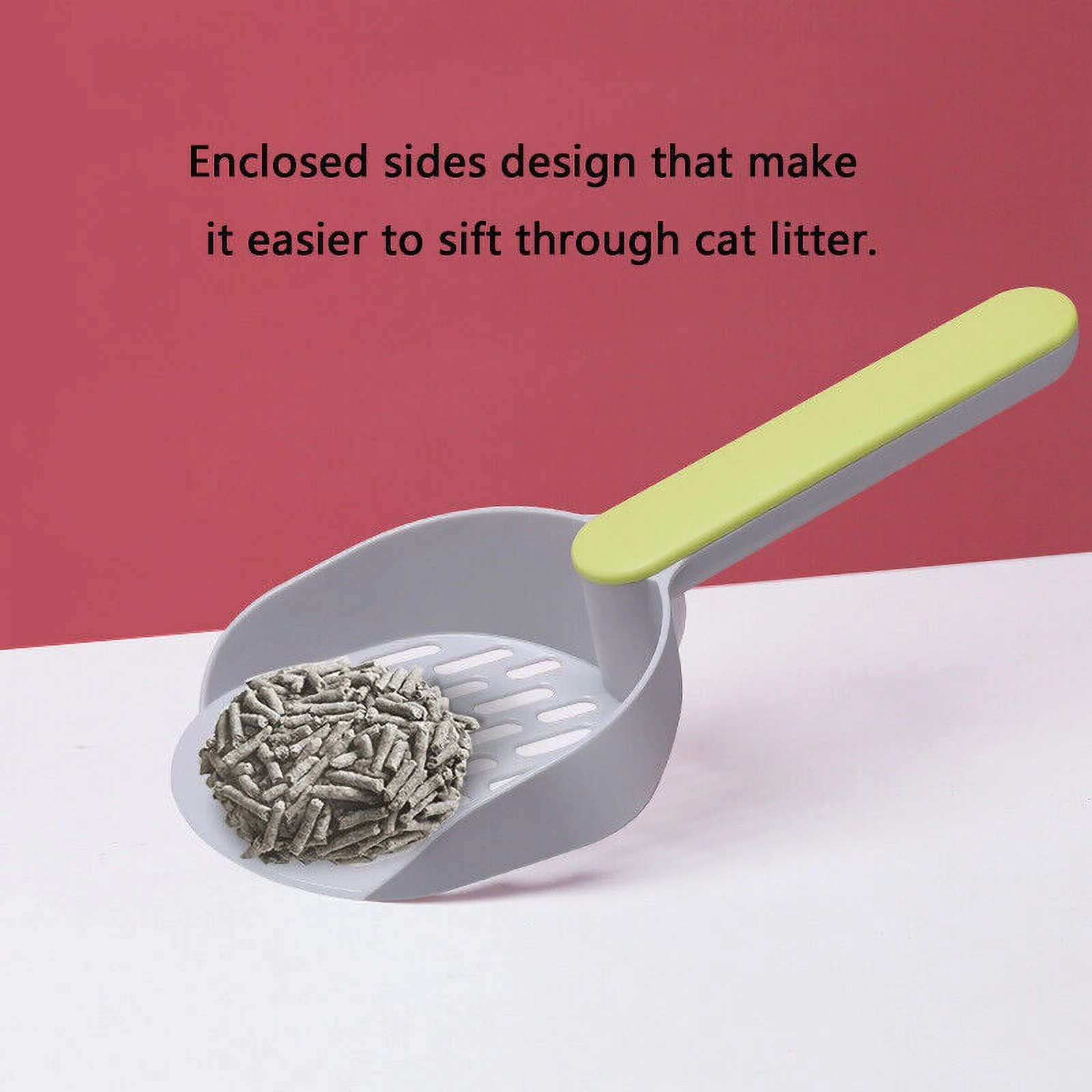 Cat Litter Shovel Plastic Cats Poop Scoop with Base Pet Cleanning Tool