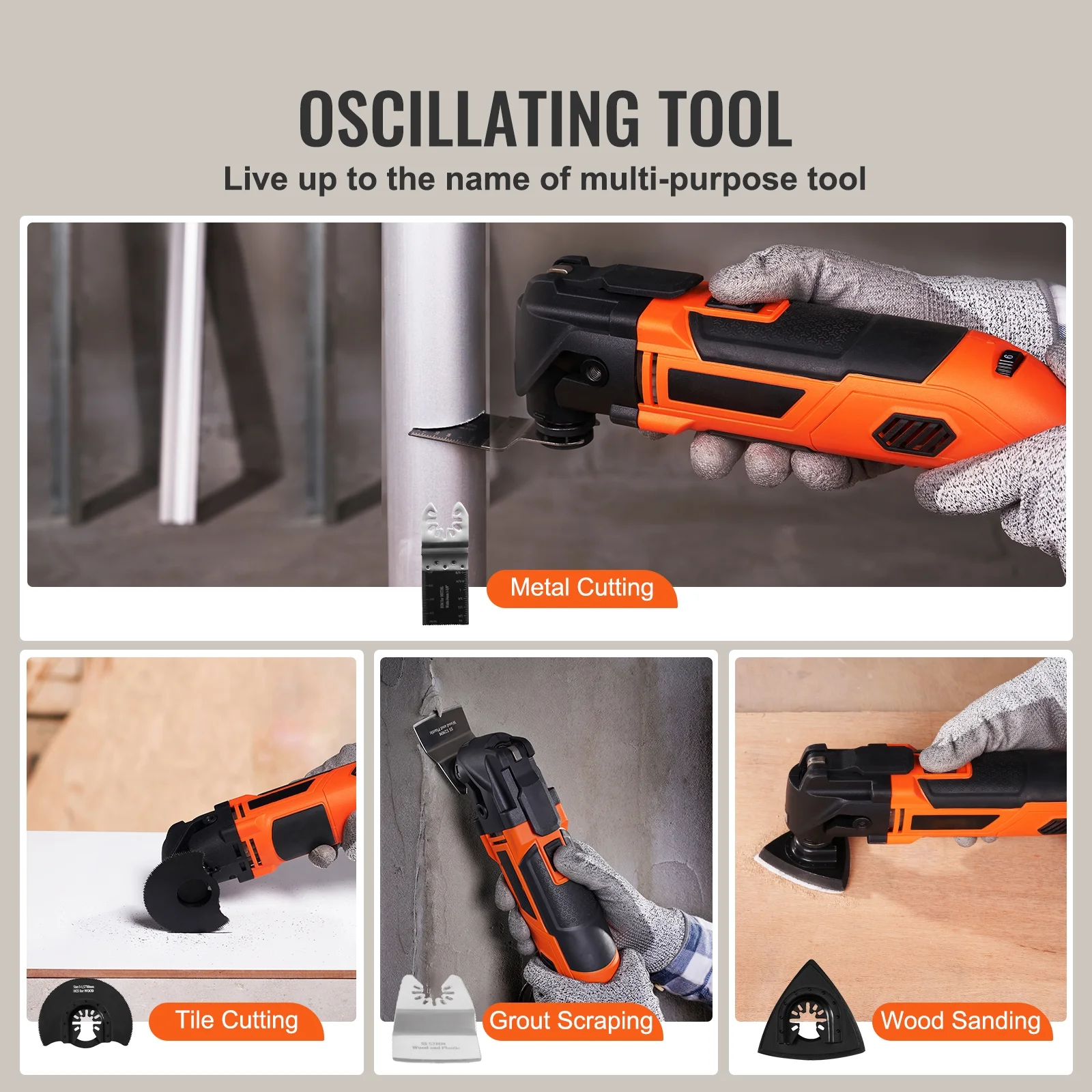 SKYSHALO Oscillating Tool, 11,000-22,000 RPM 2.5A Oscillating Saw Tool with LED Lights, 6 Variable Speeds, 3.1° Oscillating Angle, 16PCS Saw Accessories and BMC CaseThe above translations