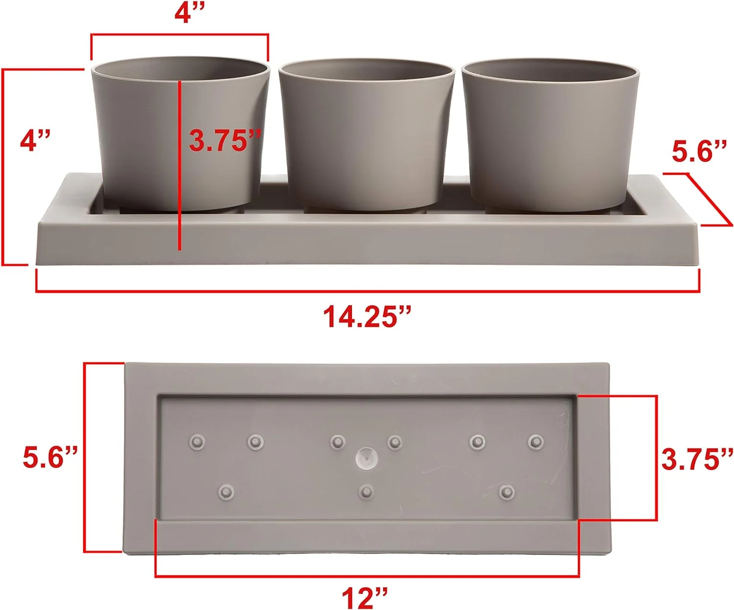 Trio Flight 3 Planter Pots W/Saucer Tray 14