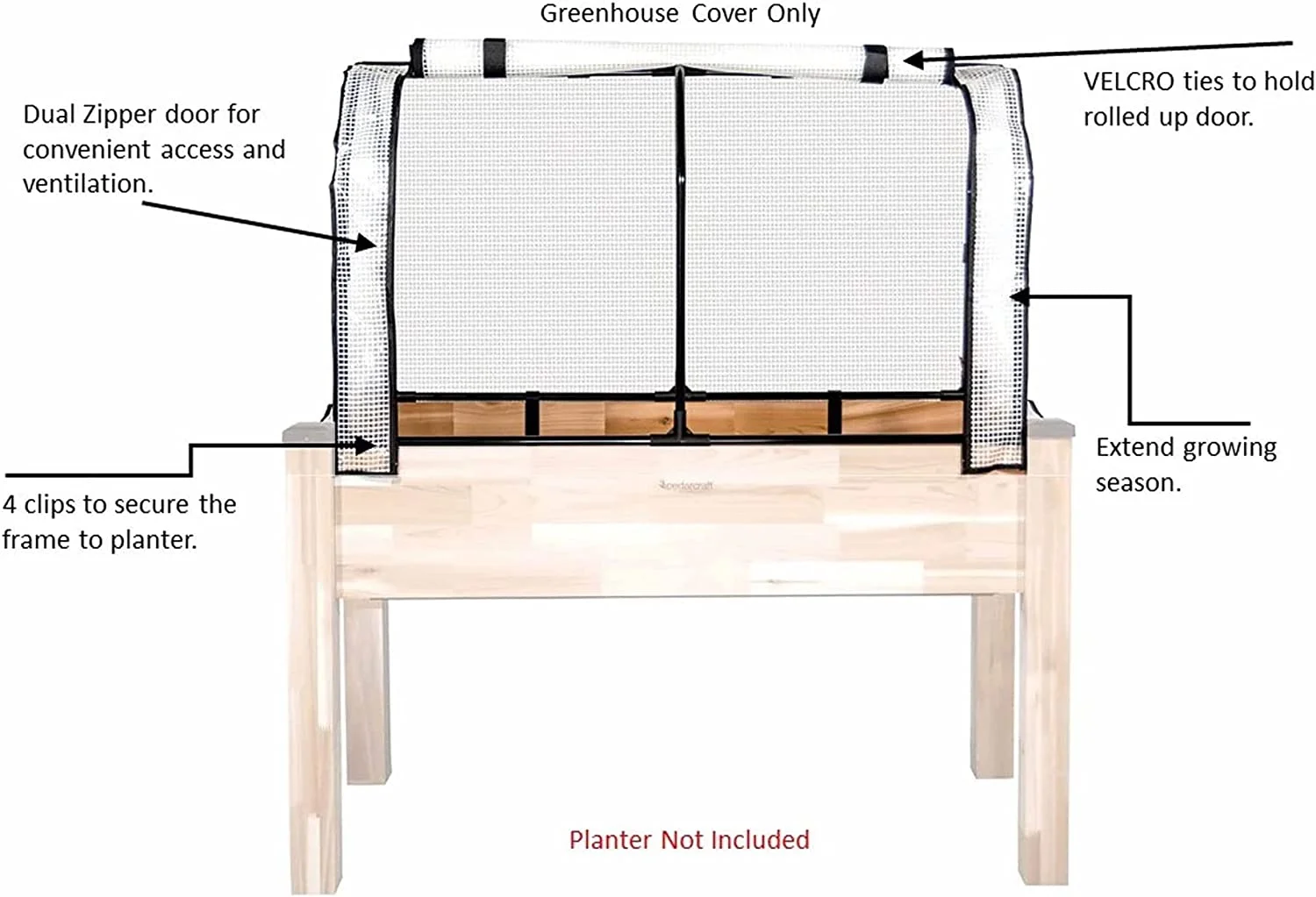 Greenhouse Cover 43 x 22 x 24 Inches, Provides The Perfect Microclimate for Healthy Plants; Includes Frame & Cover, Planter NOT Included