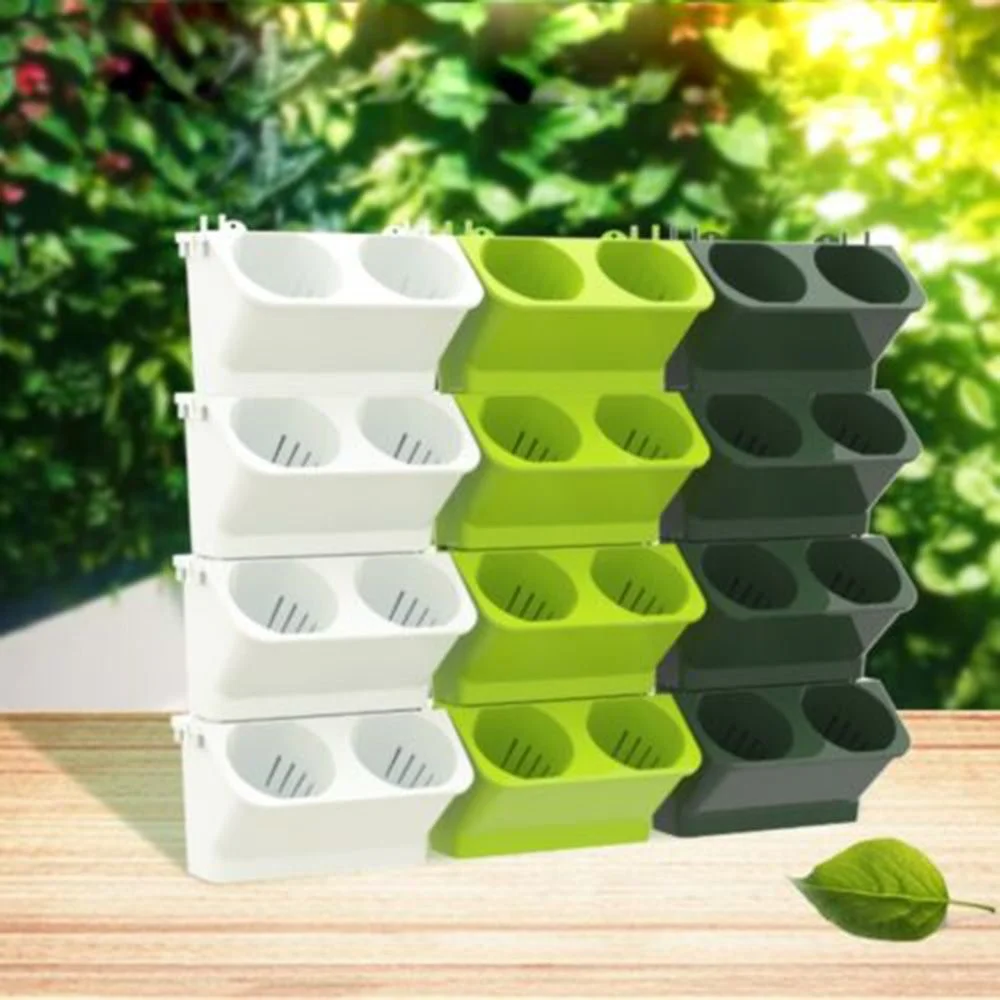 Vertical Stackable Garden Succulents Self Watering Plant Container Flower Pot Wall Hanging Planter LIGHT GREEN