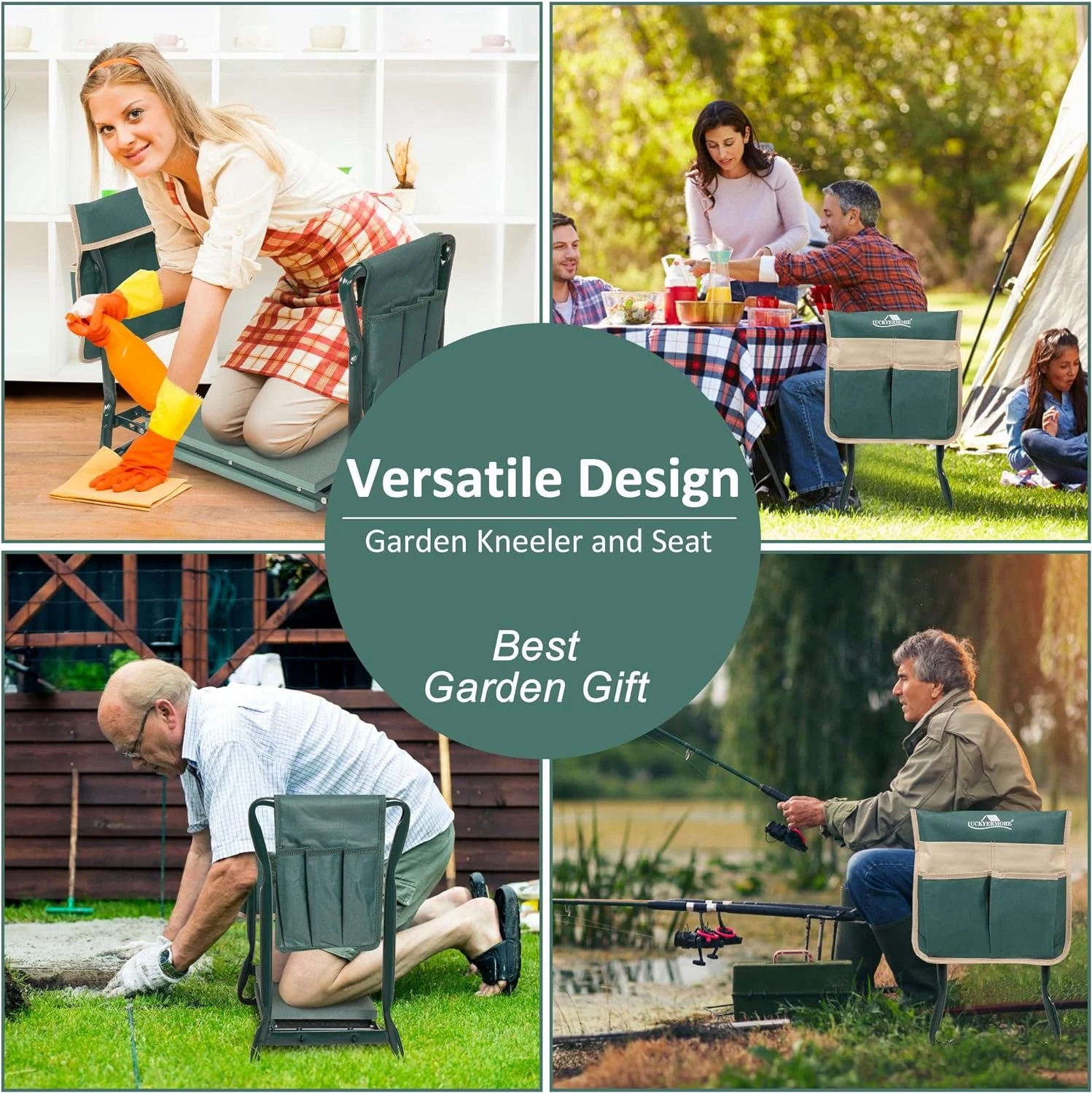 Widen Garden Kneeler and Seat, 2 in 1 Heavy Duty Garden Stool with 2 Tool Pouches, Gardening Kneeling Bench to Prevent Knee & Back Pain, EVA Foam Pad for Senior