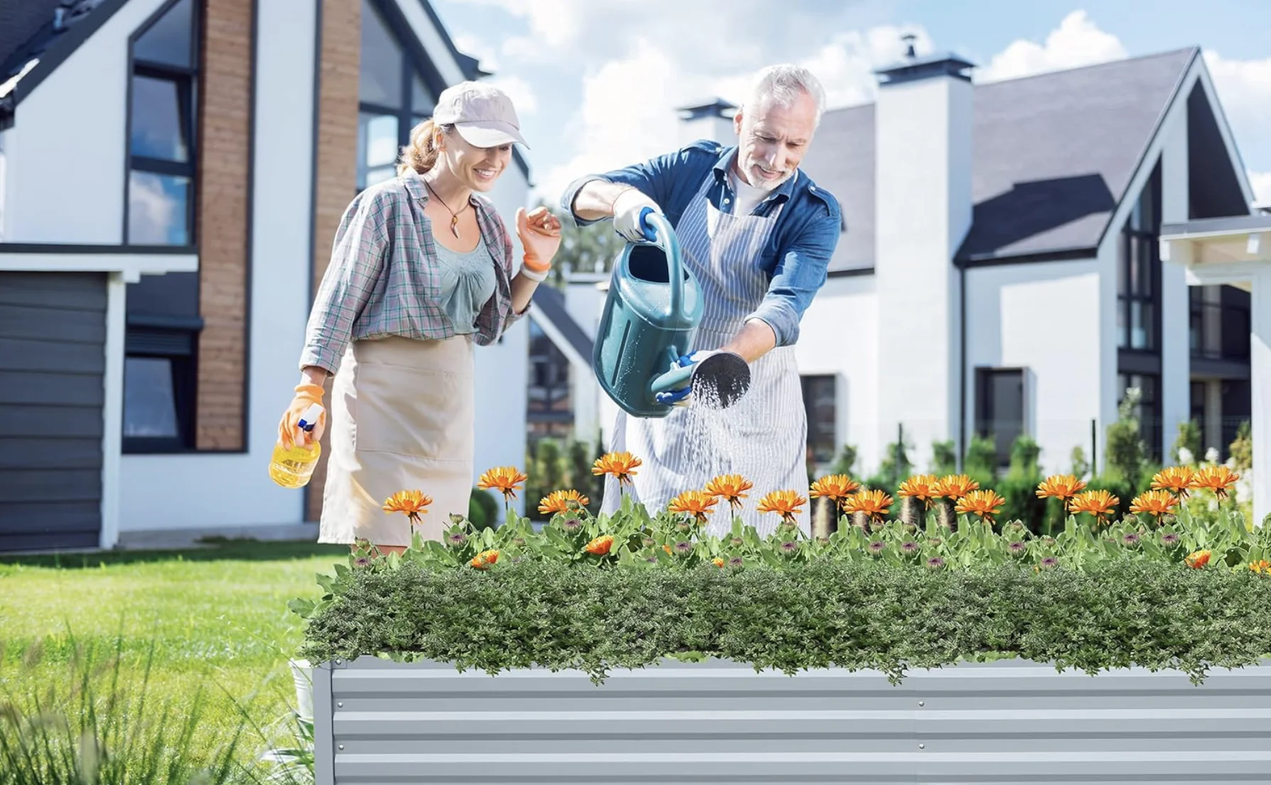 Planter Raised Beds Raised Garden Bed for Gardening Garden Boxes Outdoor Metal Raised Garden Beds Galvanized Outdoor,8x2x1FT Galvanized Grey