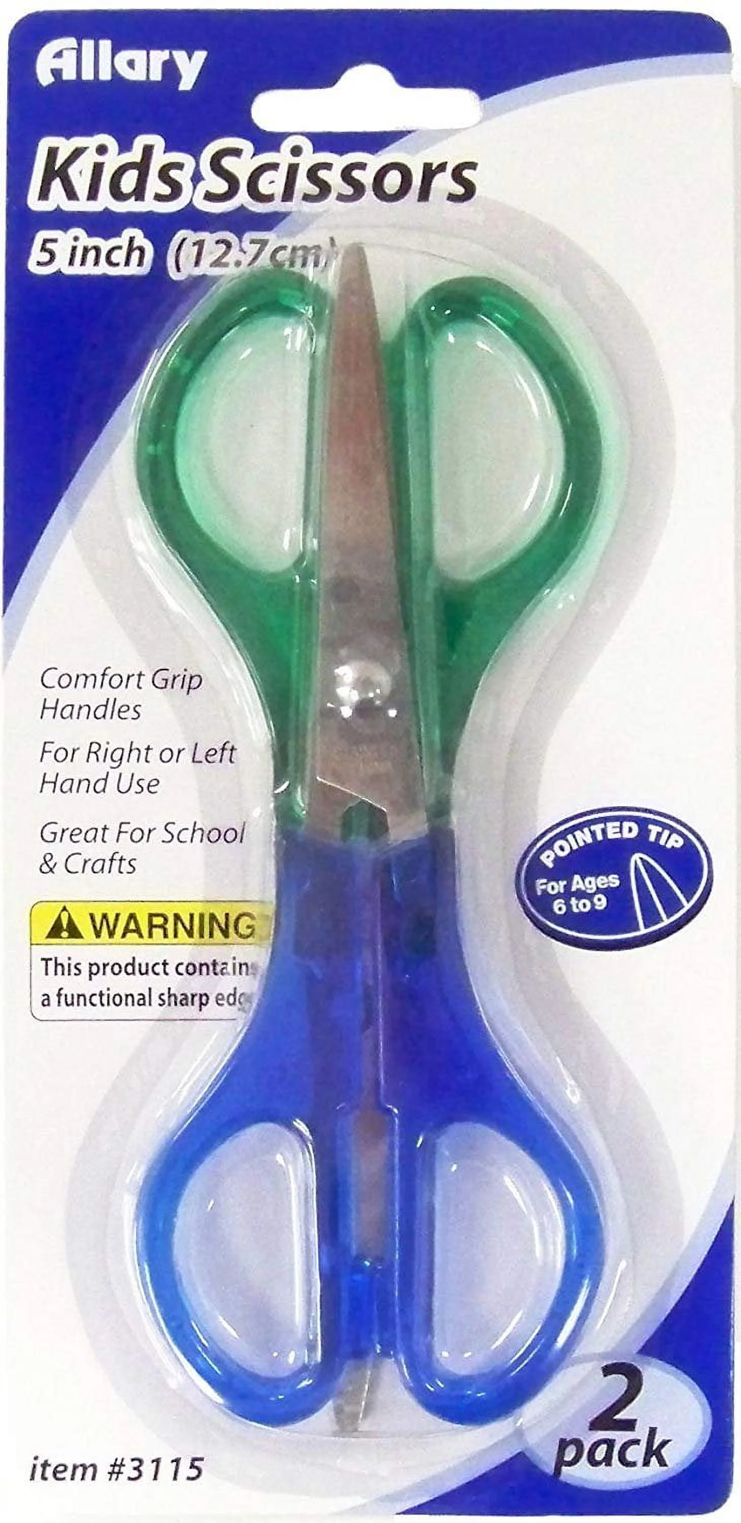 Allary Kids 5 Inch Scissors 2 Pack