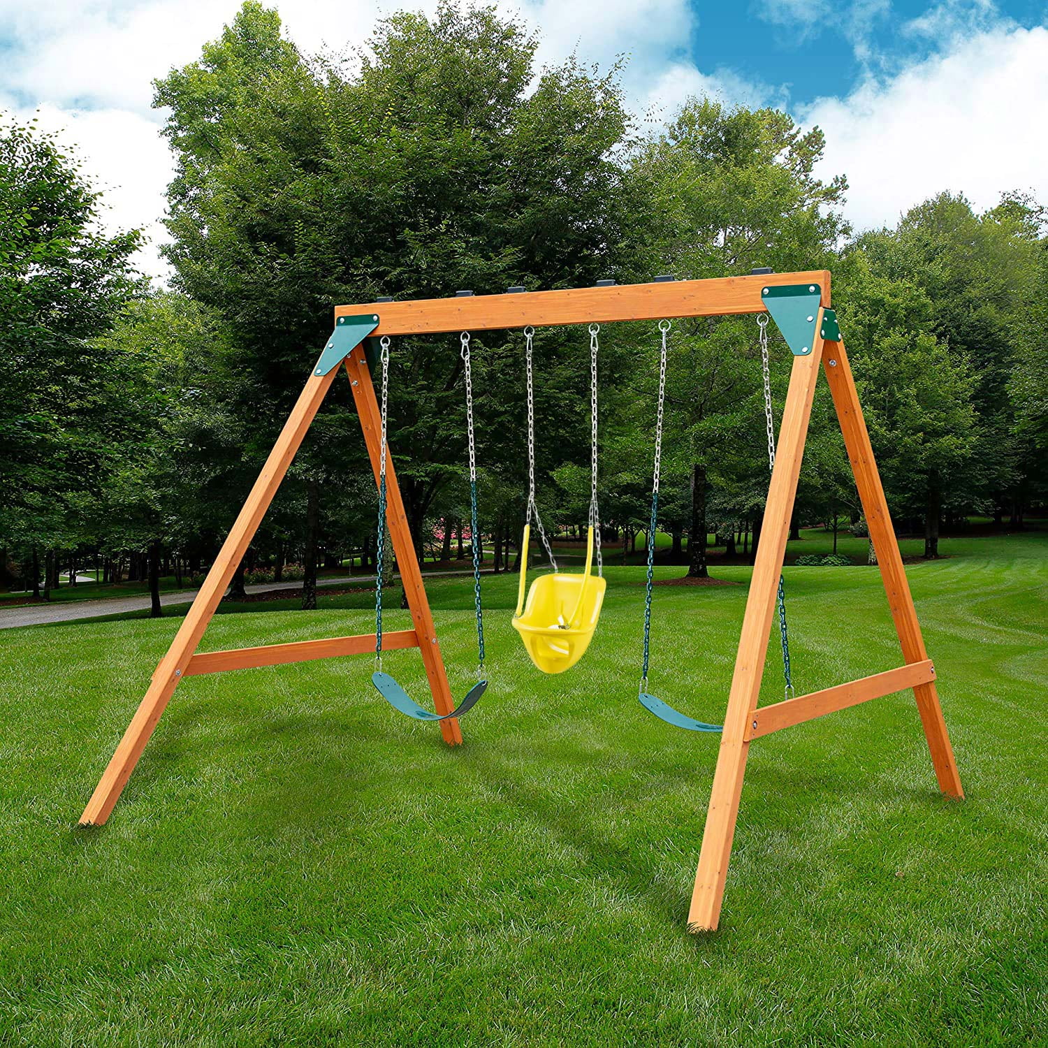 Garden Elements True Form Plastic Outdoor Toddler Swing Attachment for Playgrounds and Swingsets, Yellow