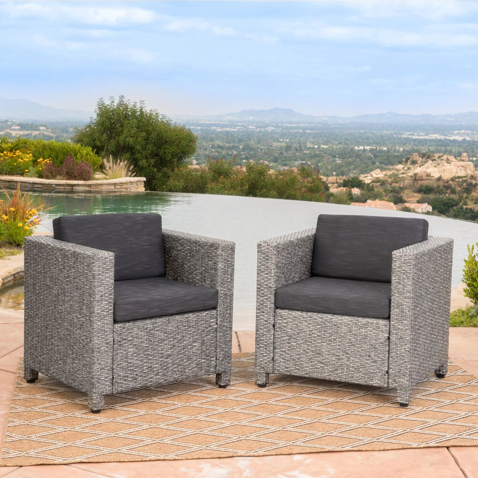 Christopher Knight Home Puerta Outdoor Wicker Club Chair with Cushions by  Grey