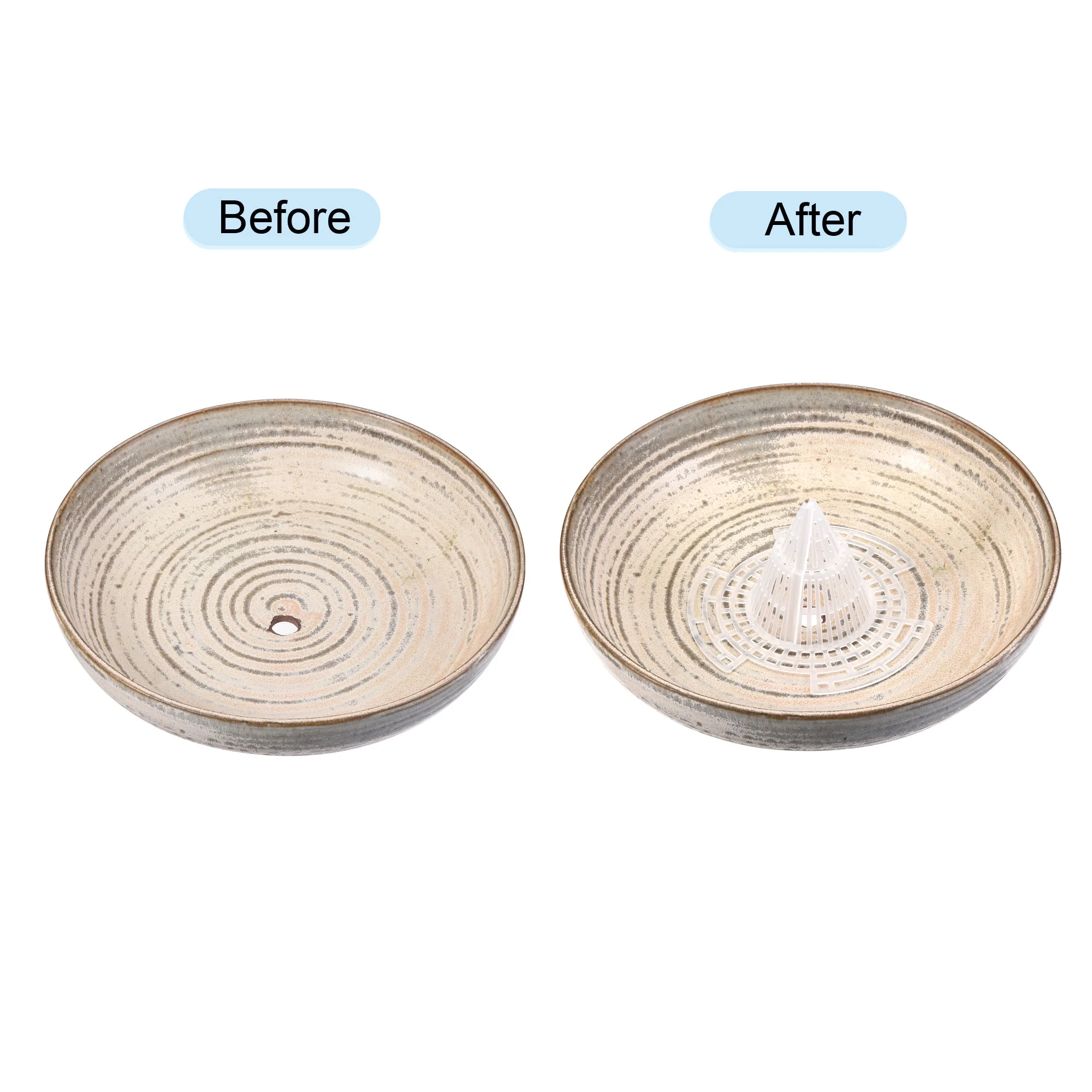 Uxcell Plastic Flower Pot Hole Mesh Pad Cone Shape Plants Bottom Grid Drainage Screen, 110x110x65mm White Pack of 6