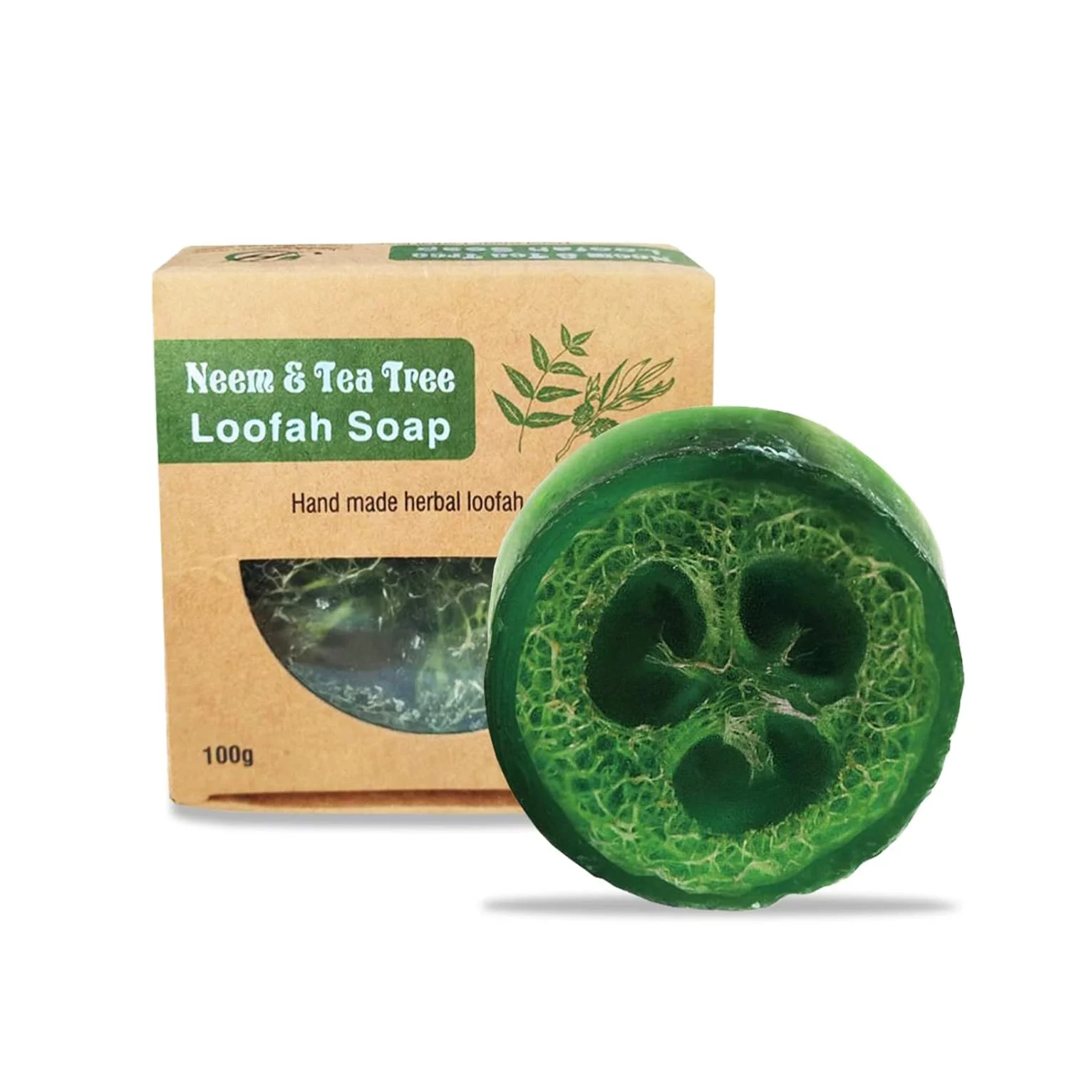 Natural Handmade Neem & Tea Tree Loofah Soap Exfoliating, and Moisturizing with and Essential Oils for Sensitive Skin…
