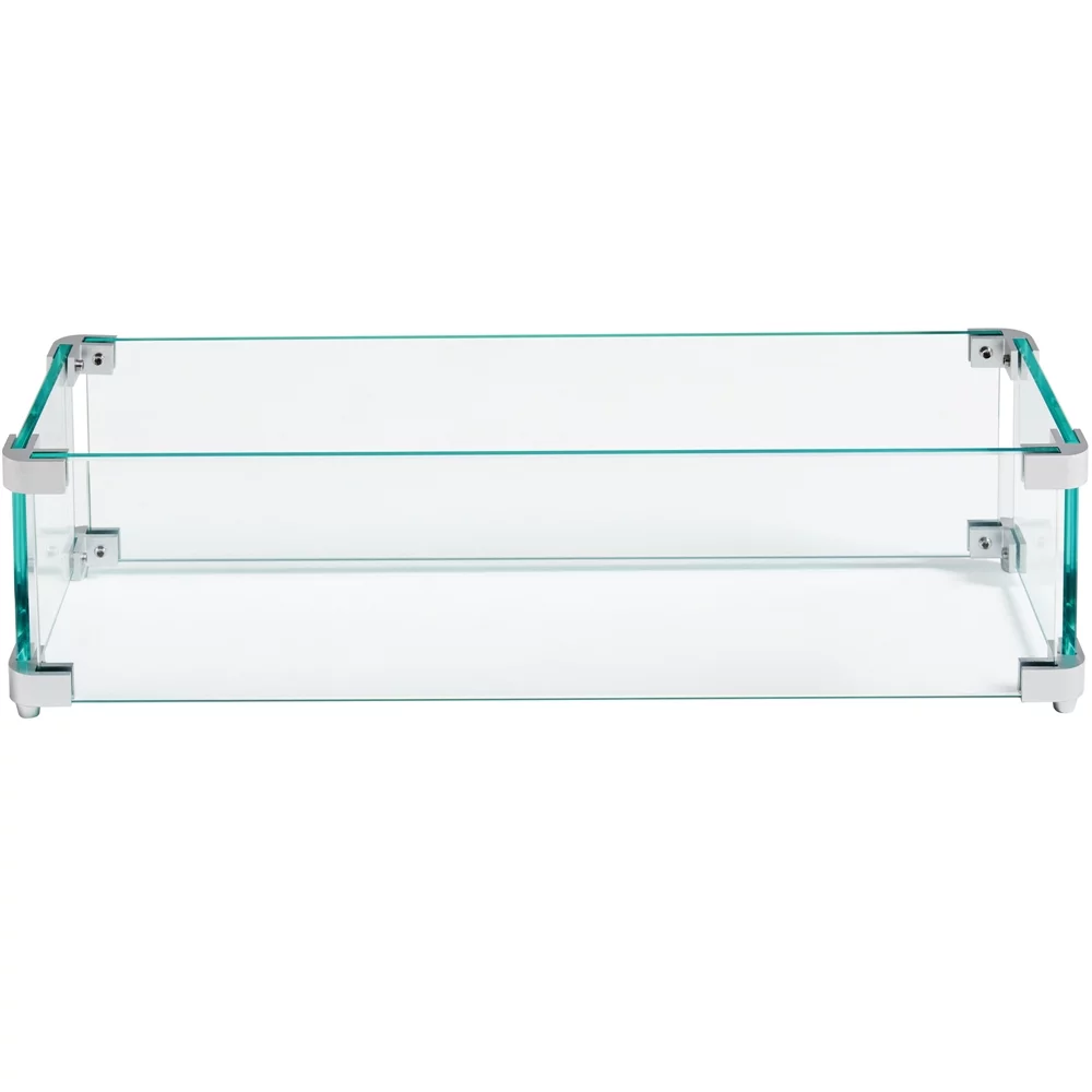 Yaheetech 23.5'' L x 7.5''W Rectangle Gas Fire Pit Wind Guard, Clear