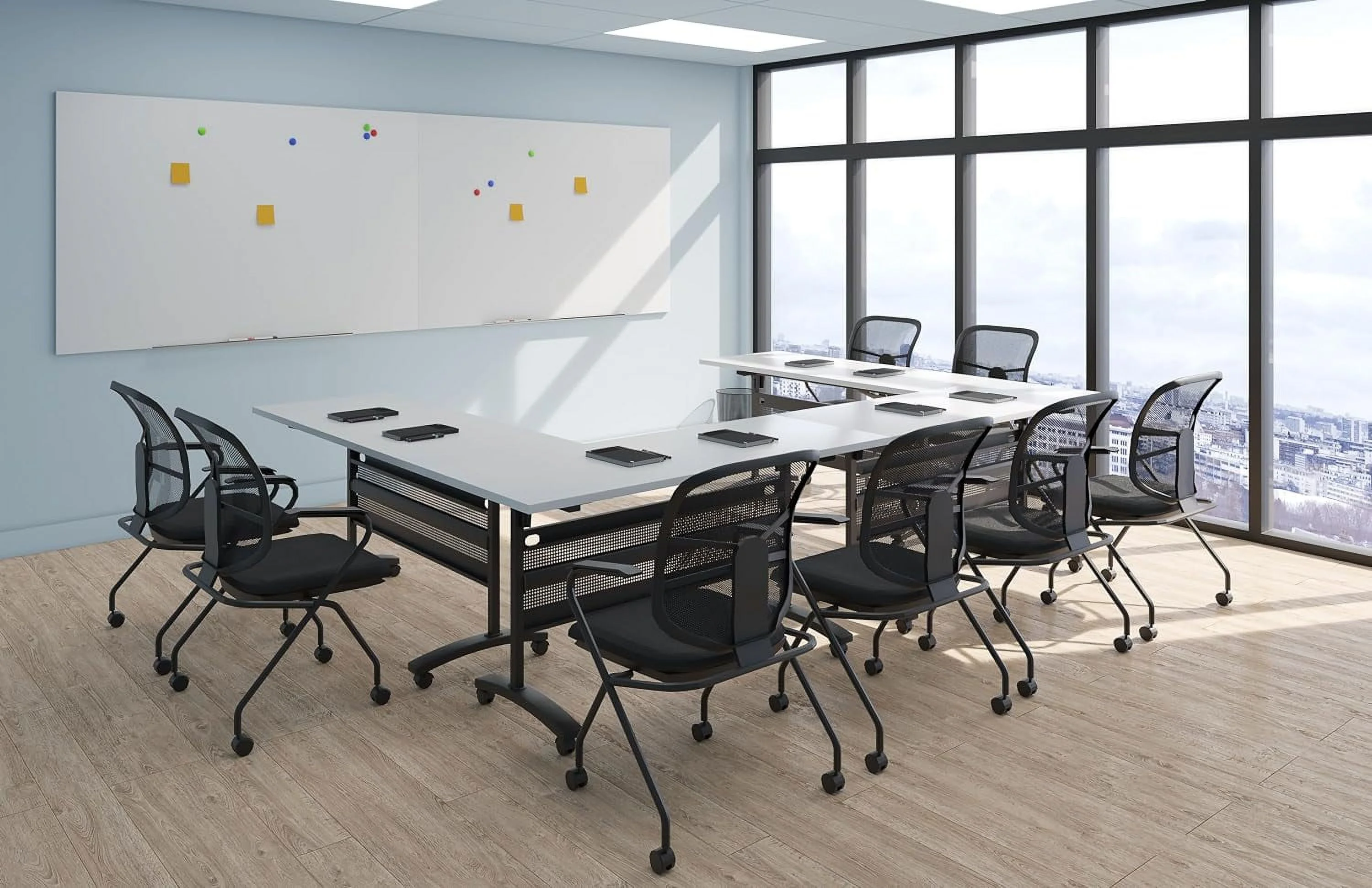 ALEEL4914 Elusion Nesting Mesh Chair with Padded Arms - Black (2/Carton)