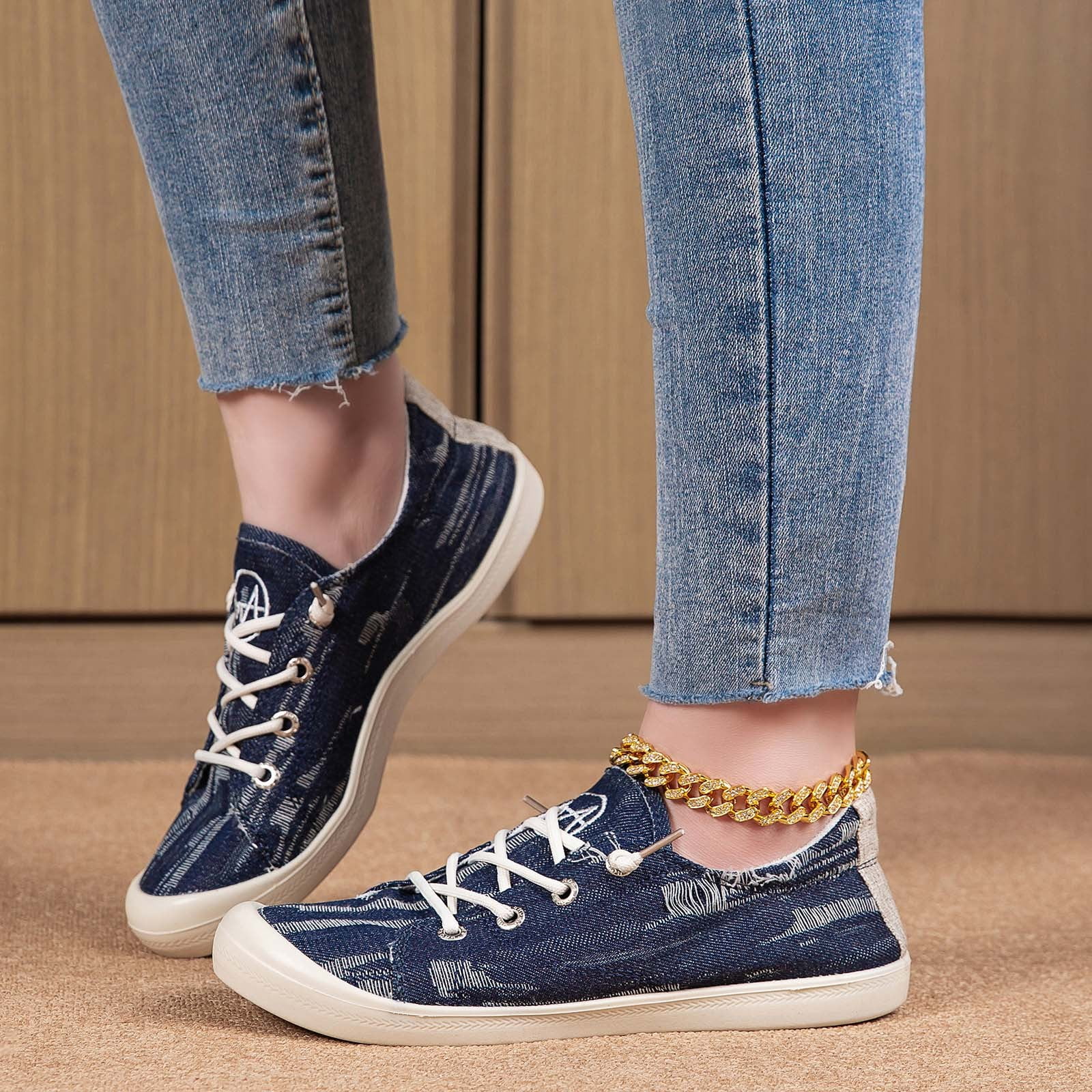 Lightning Deals of Today, Women's Breathable Comfortable Leisure Hollow Mesh Non Slip Flat Bottom One Foot Stirrup Sneakers Beautiful Shoes