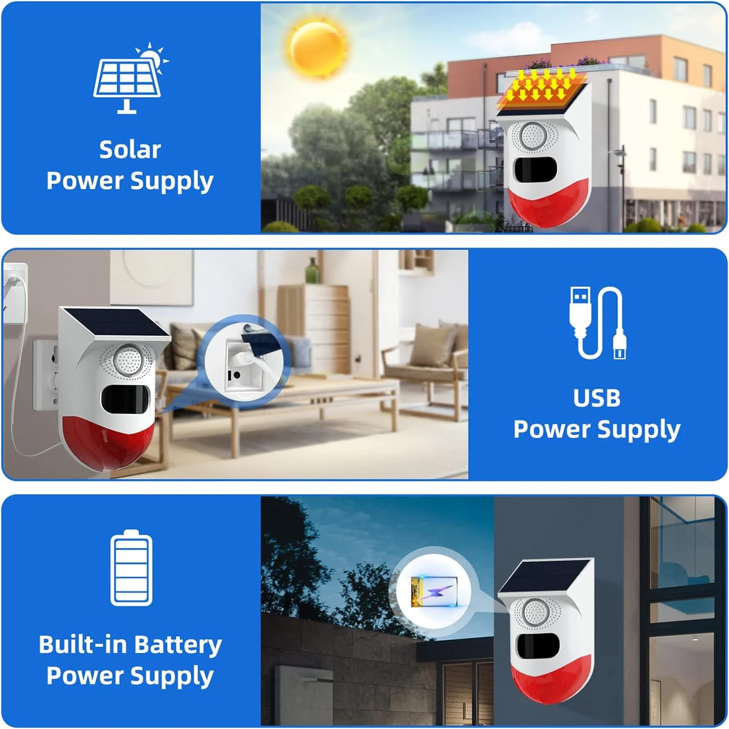 Solar Motion Sensor Alarm, Shed Alarm with 2 Remote Control, Wireless Infrared Motion Detectors, 120dB Sound and IP67 Waterproof, Outdoor Home Alarm System for Garage, Farm, Garden, Office