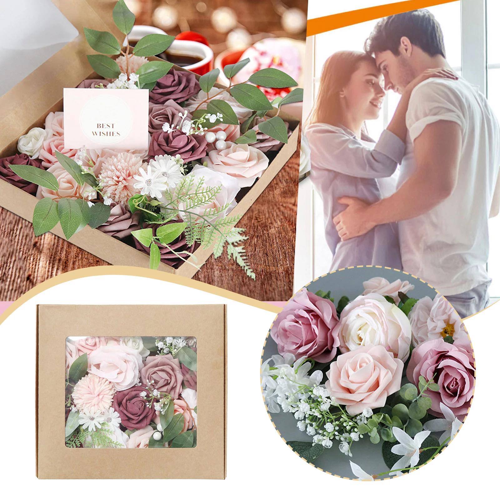 FHKOEGHS Peonies Flowers Valentine's Day DIY Soap Flower Gift Rose Box Bouquet Wedding Home Festival Gift