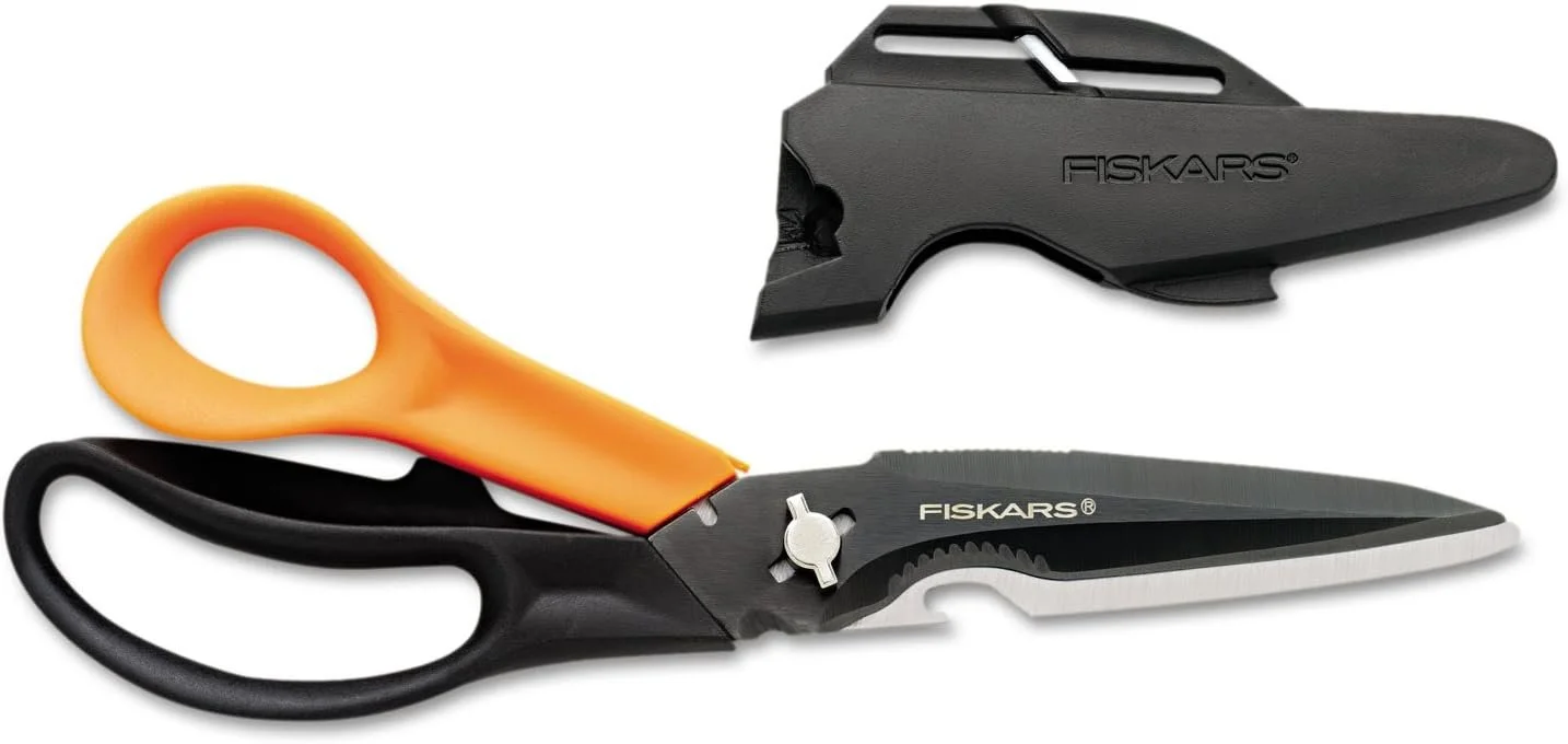Fiskars 01005692 Cuts+More, 9 in. Length, 3-1/2 in. Cut, Black/Orange