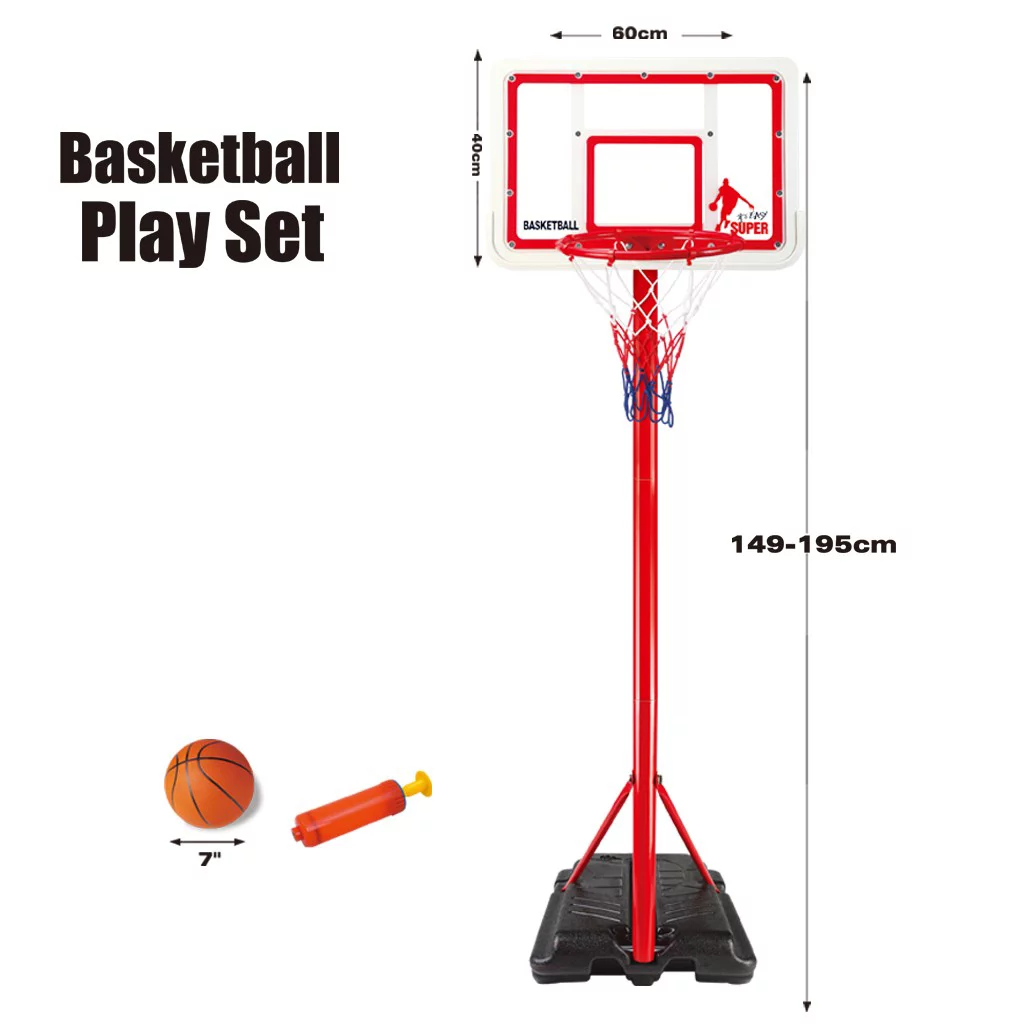 Bowake Height-Adjustable Basketball Hoop Backboard System Stand Indoor Outdoor Play