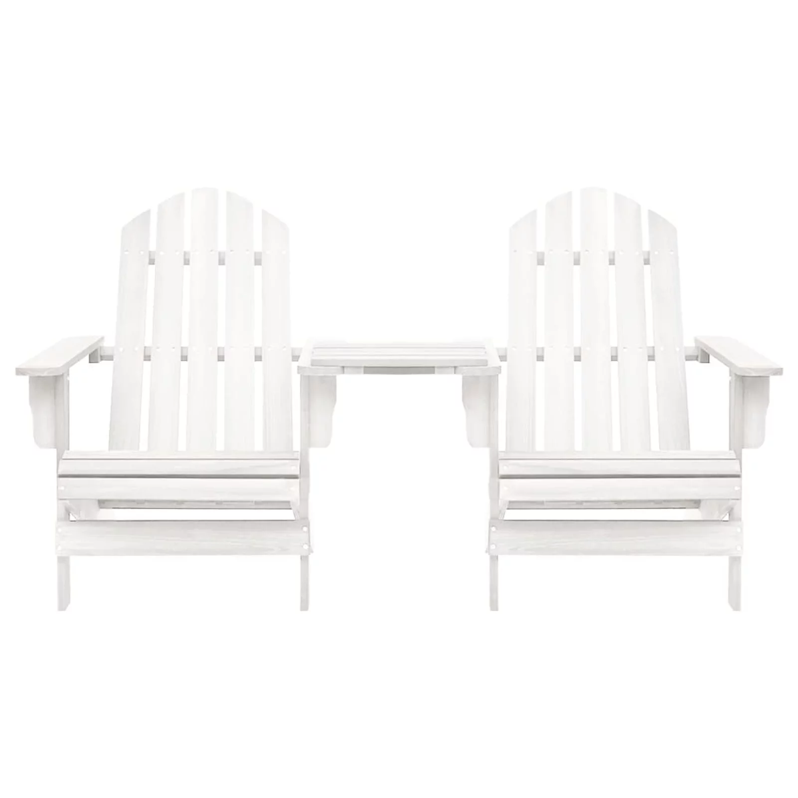 Aibecy Patio Adirondack Chairs with Tea Table Solid Fir Wood White