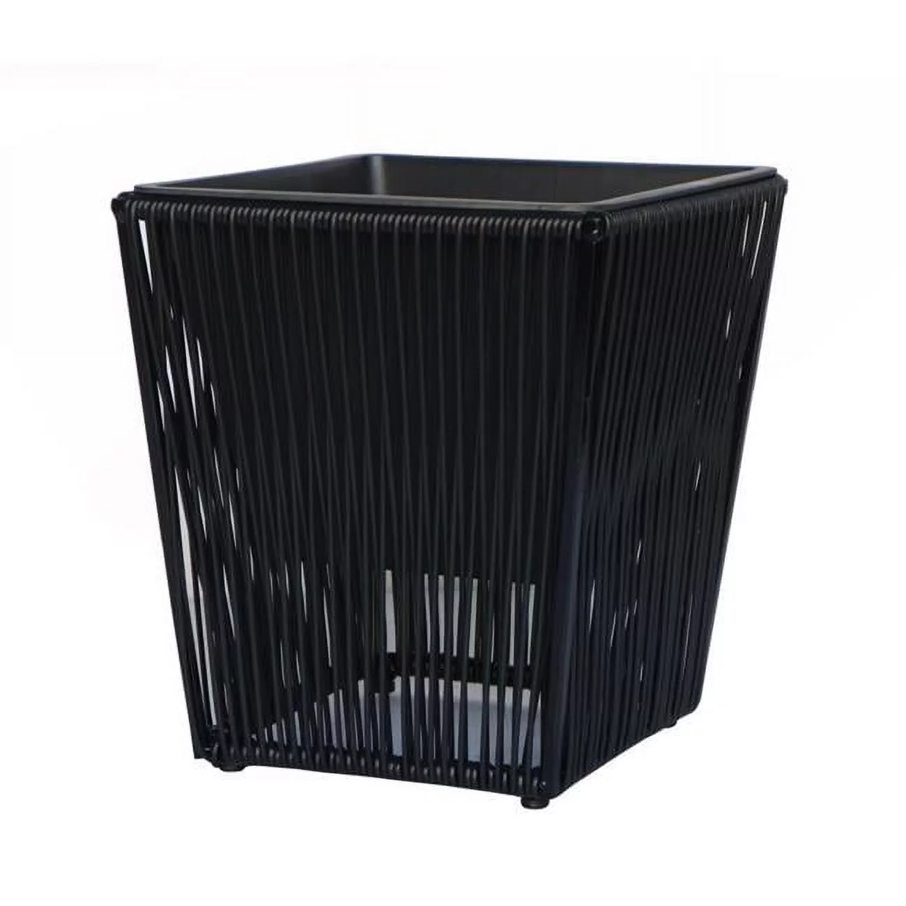 Infinity 8082493 15.75 x 14.17 x 14.17 in. Metal & Plastic Poly Rattan Planter - Black - Pack of 3