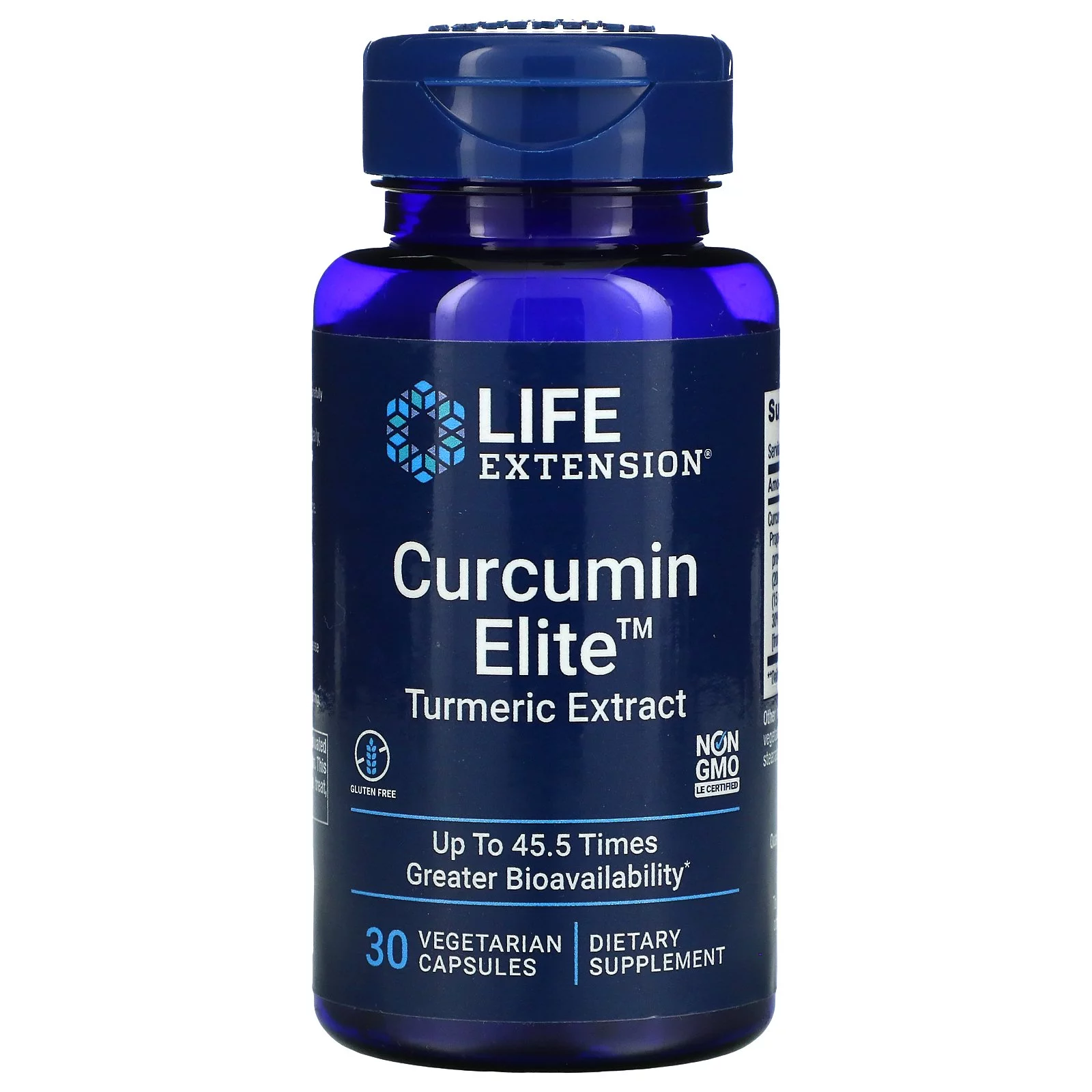 Life Extension Curcumin Elite™ Turmeric Extract, 500 mg - Curcuminoids, turmerones, fenugreek, inflammation health support, heart & immune support - Gluten-Free, Non-GMO - 30 Vegetarian Capsules