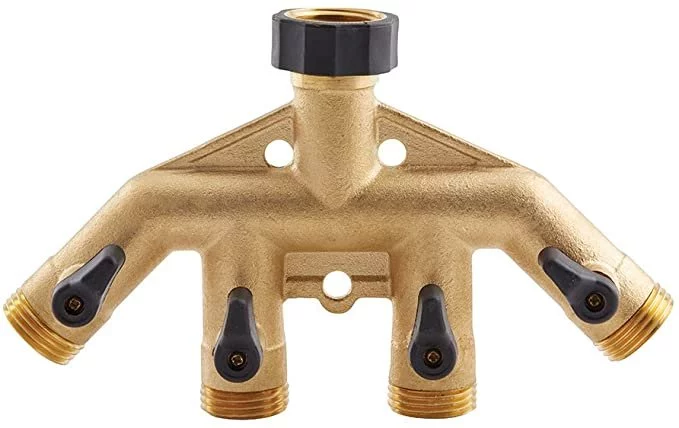 Gilmour Pro Full Flow Brass Quad Shut-Off Valve