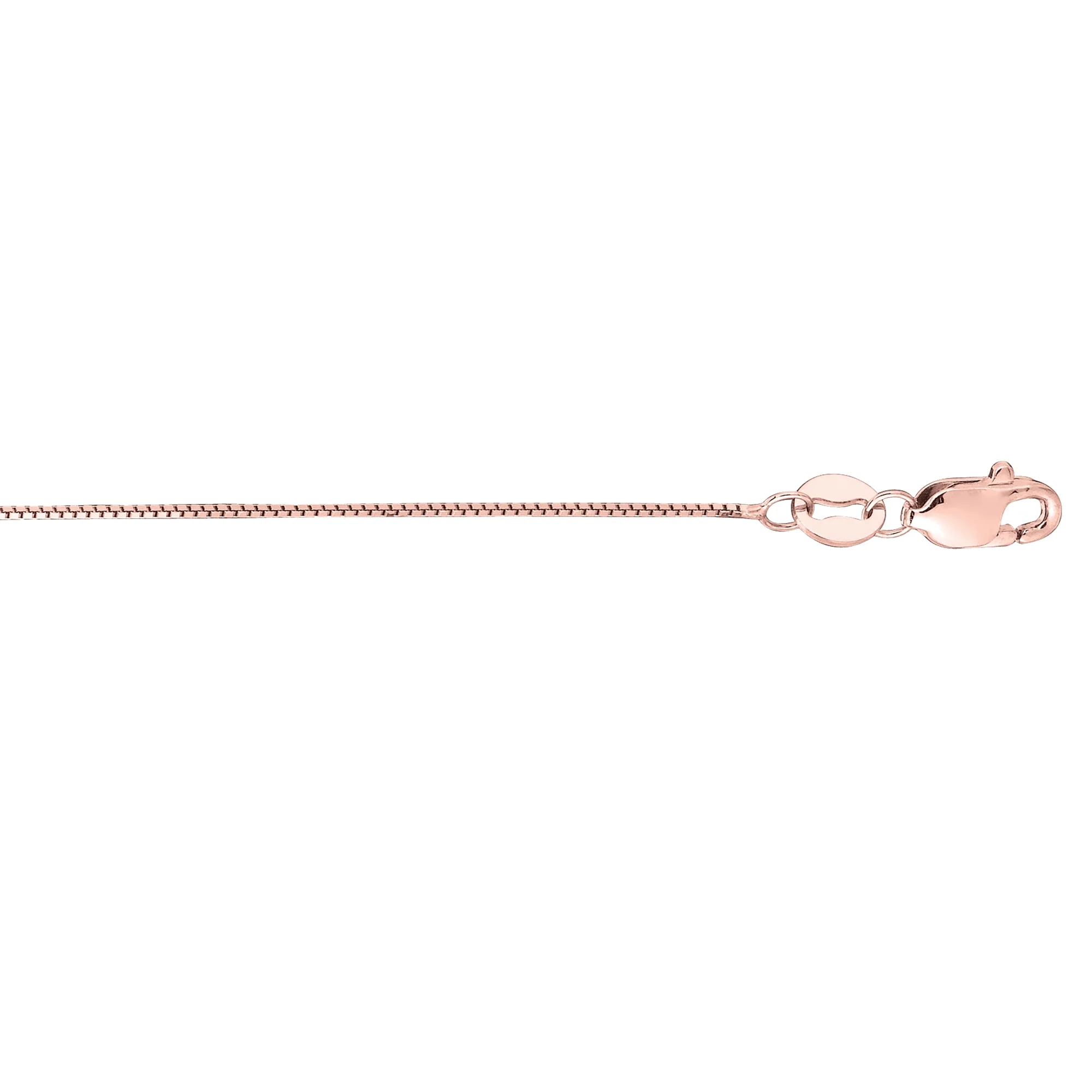 14K 18in Rose Gold Polished Classic Box Chain with Lobster Clasp