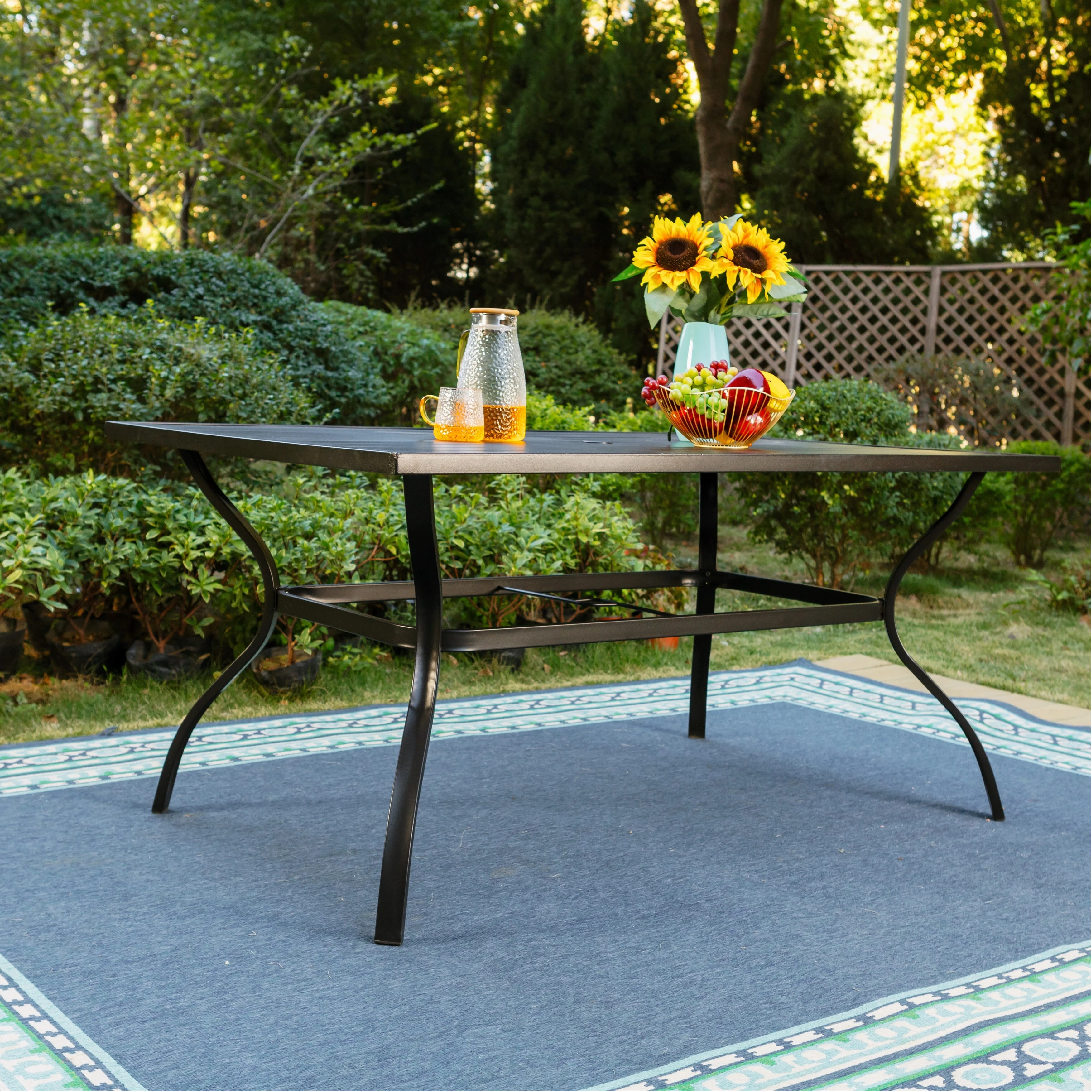 Phi Villa 5/6/7/8 Patio Dining Set with Cast Aluminum Chairs and Patio Umbrella 7-Piece Set