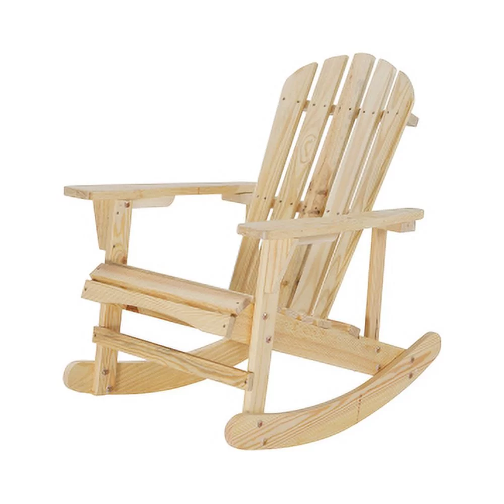 DremFaryoyo Adirondack Rocking Chair Solid Wood Chairs Finish Outdoor  for Patio  Backyard  Garden - Natual