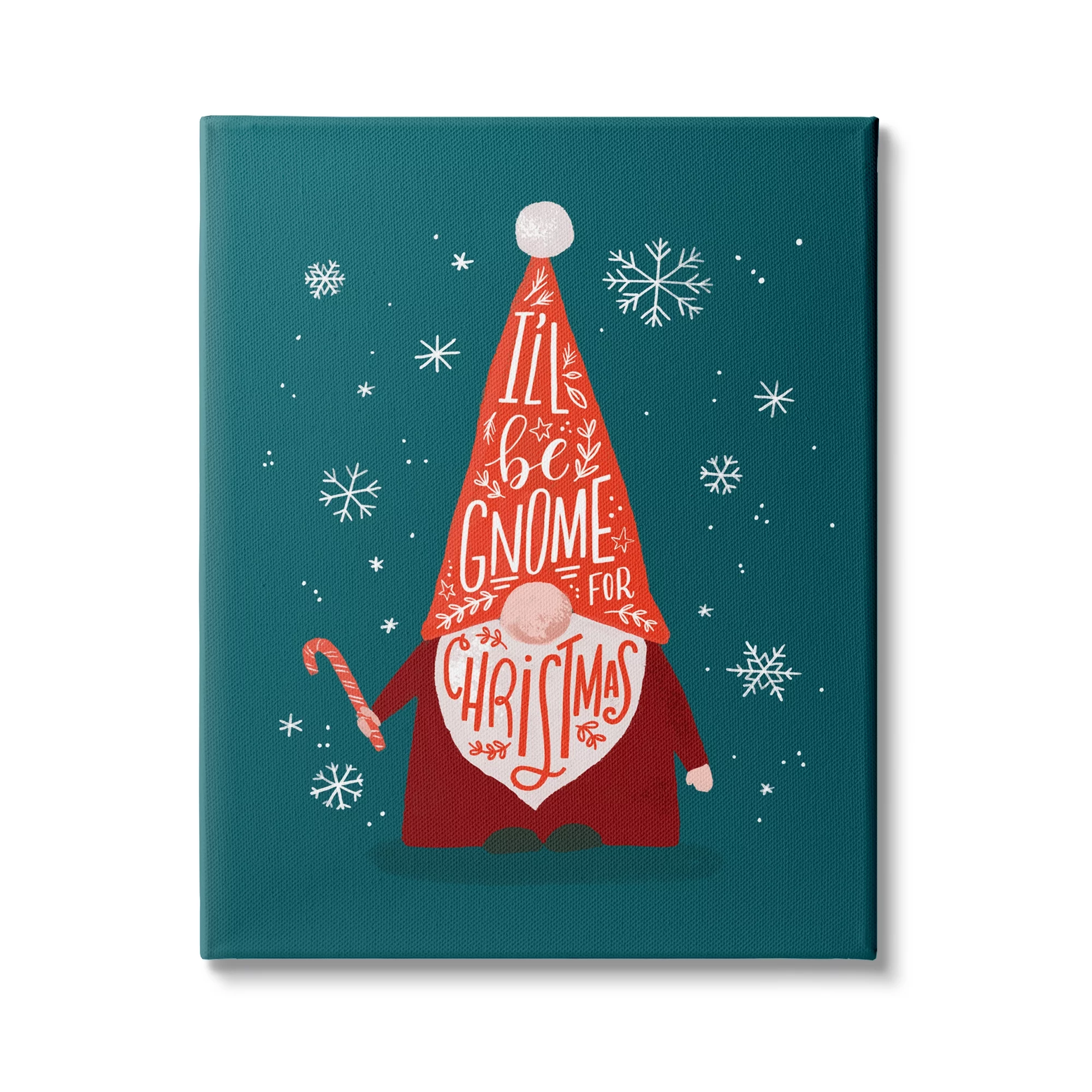 Stupell Indtries Gnome For Christmas Holiday Pun Funny Garden Elf,36 x 48,Design by Loni Harris